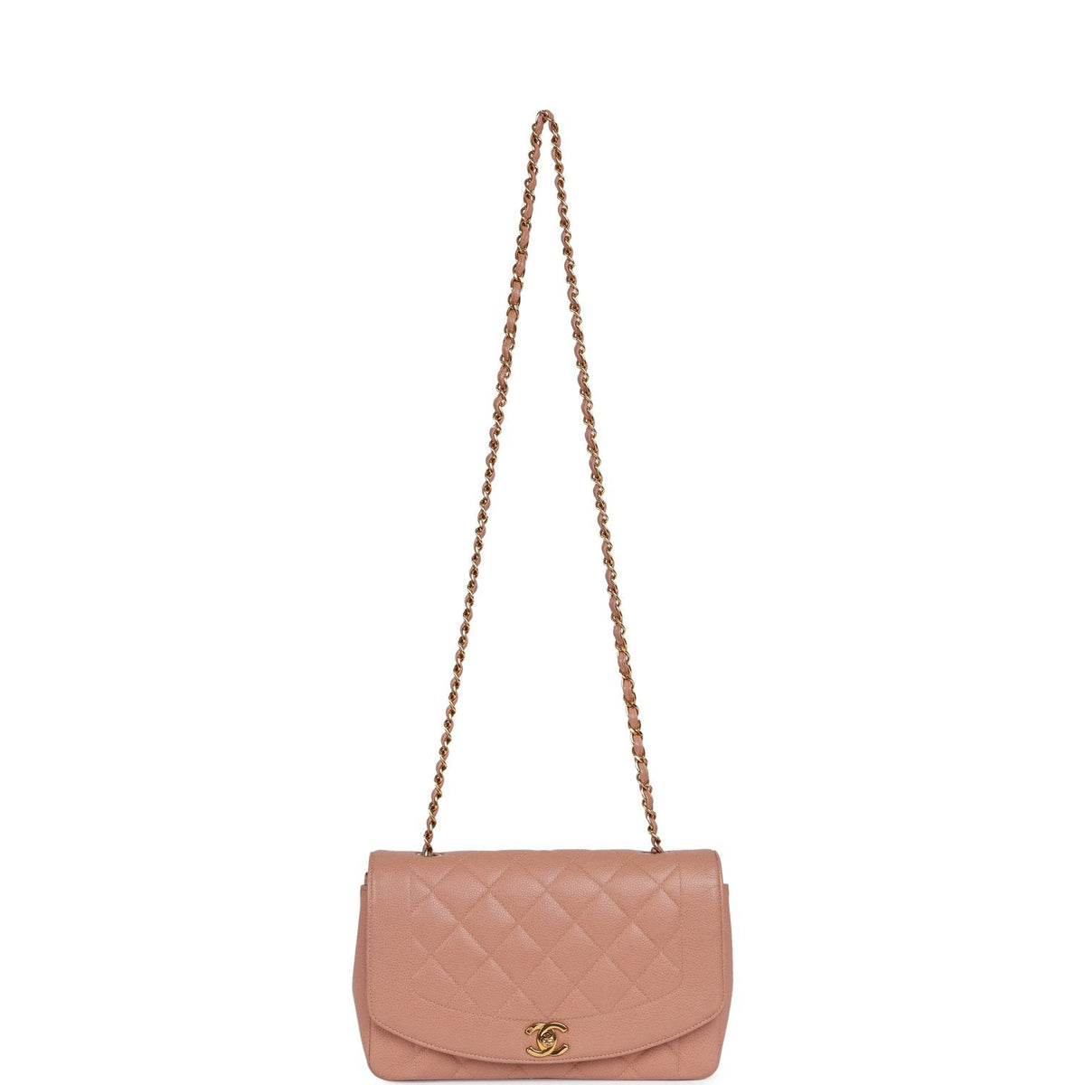 Vintage Chanel Medium Diana Flap Bag Pink Caviar Gold Hardware