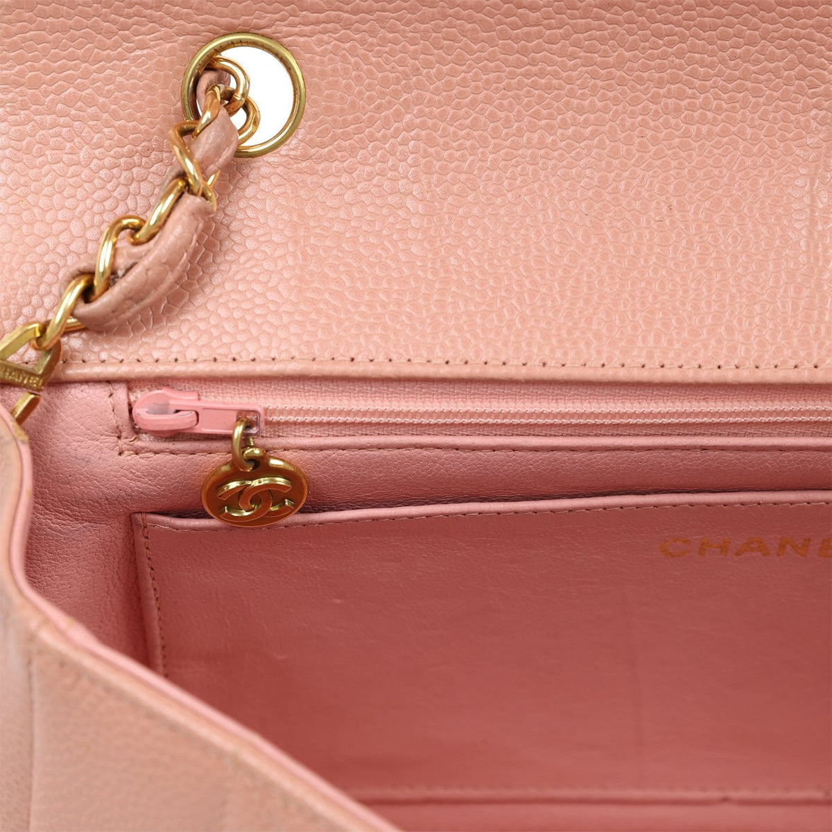 Vintage Chanel Medium Diana Flap Bag Pink Caviar Gold Hardware