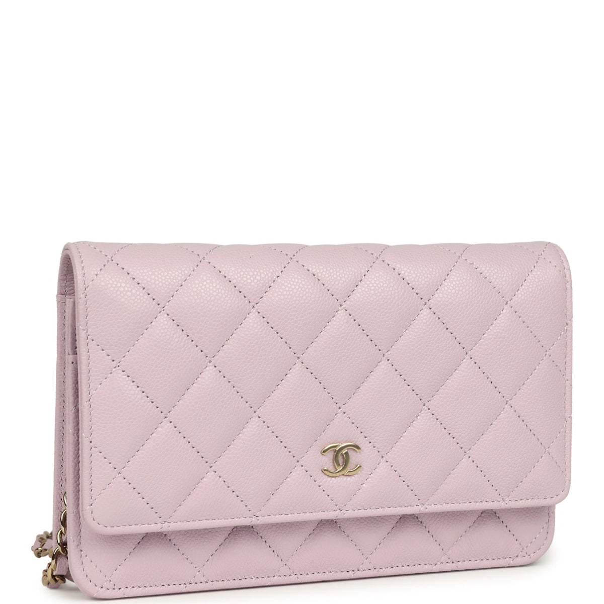 Chanel Wallet On Chain WOC Lilac Shiny Caviar Light Gold Hardware