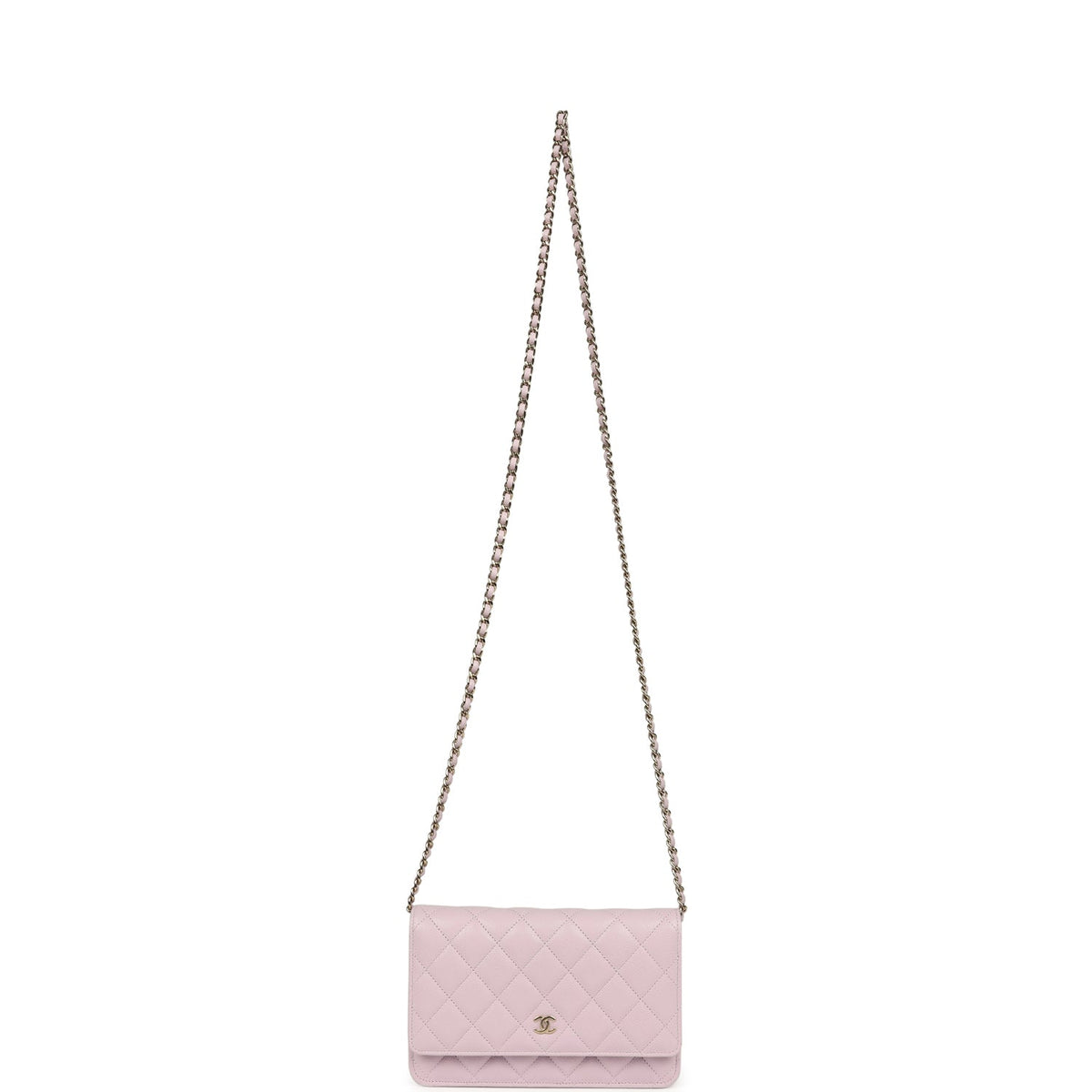 Chanel Wallet On Chain WOC Lilac Shiny Caviar Light Gold Hardware
