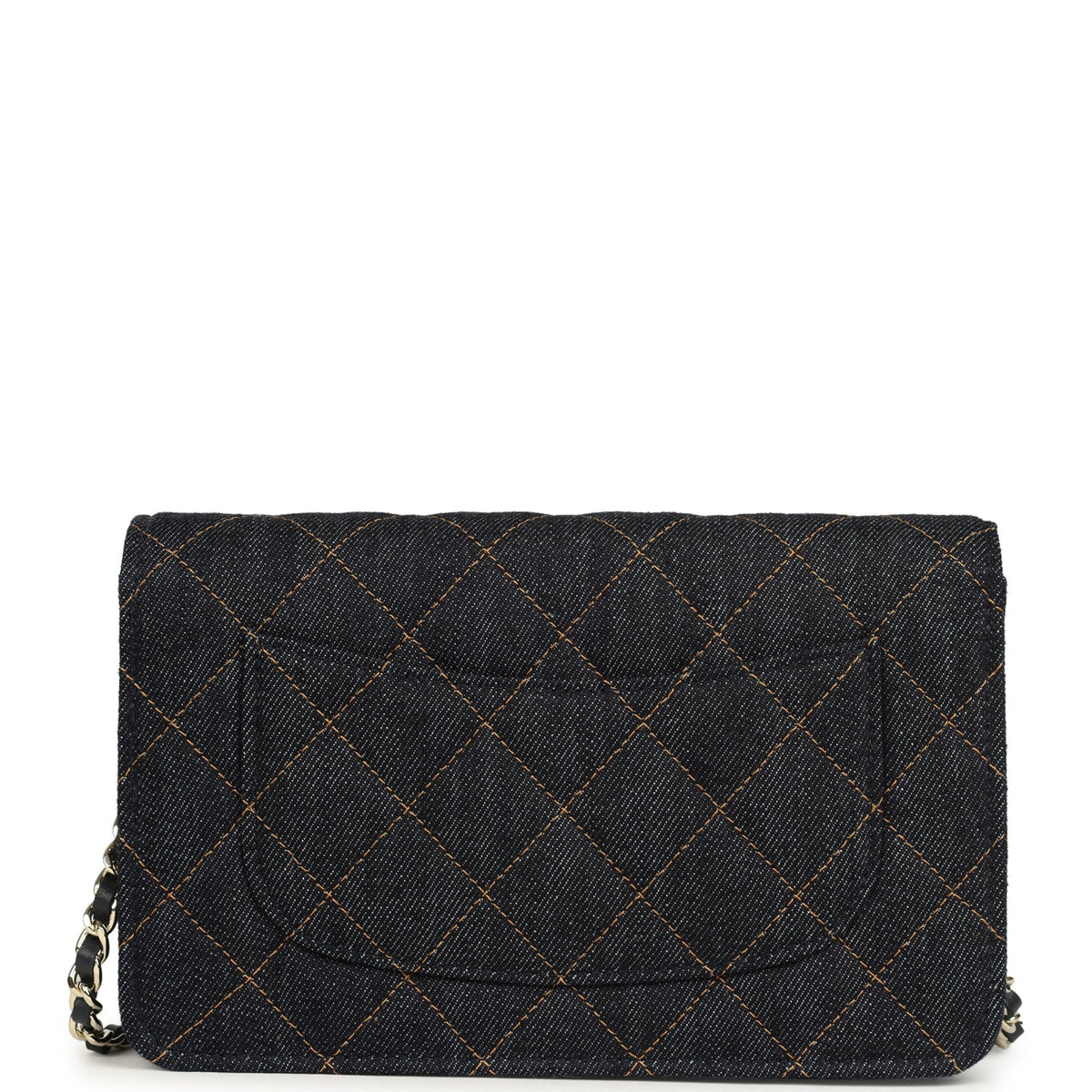Chanel Wallet On Chain WOC Dark Blue Denim Light Gold Hardware
