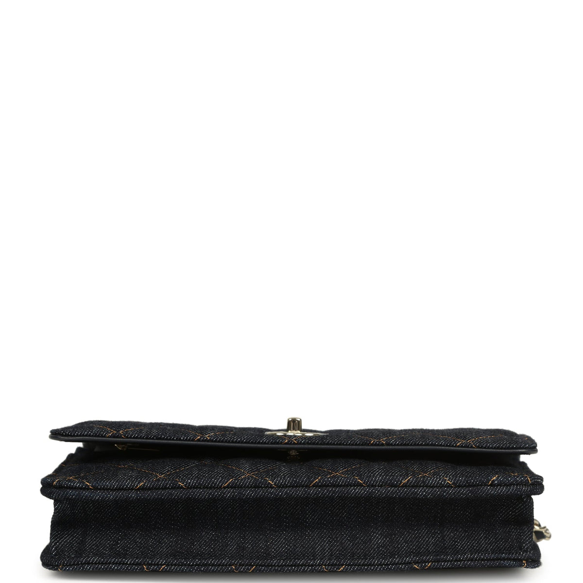 Chanel Wallet On Chain WOC Dark Blue Denim Light Gold Hardware