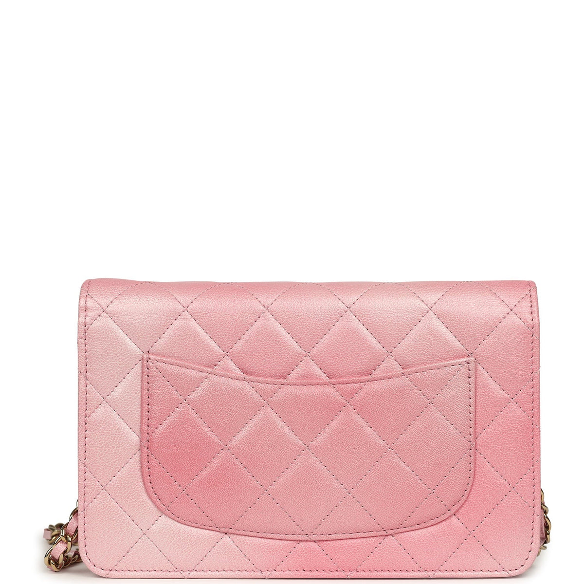 Chanel Classic Wallet On Chain WOC Ombre Pink Shiny Goatskin Light Gold Hardware