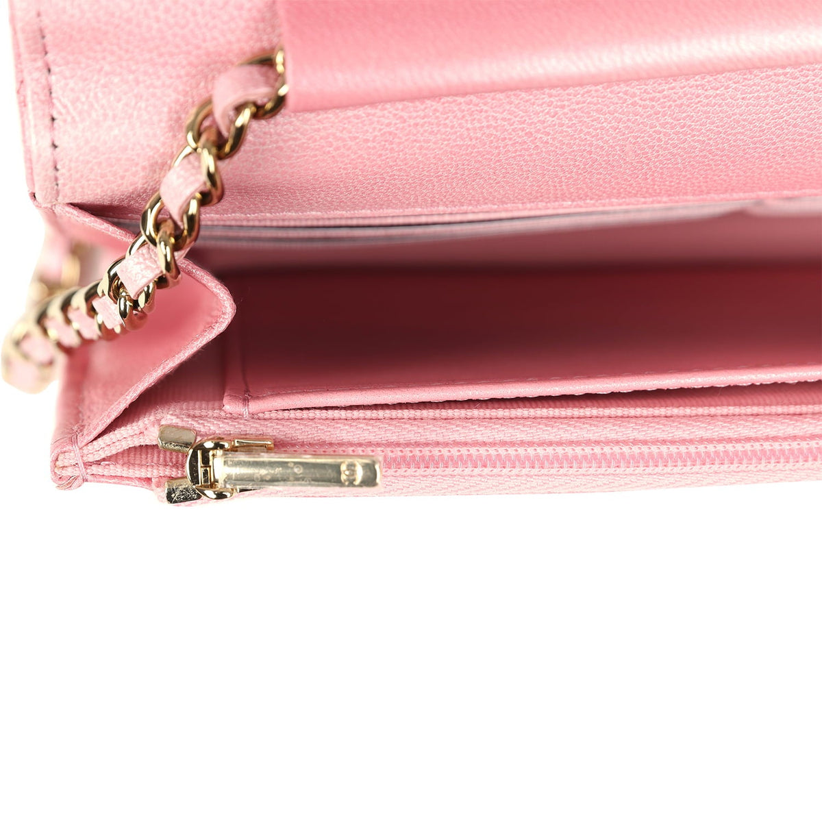 Chanel Classic Wallet On Chain WOC Ombre Pink Shiny Goatskin Light Gold Hardware