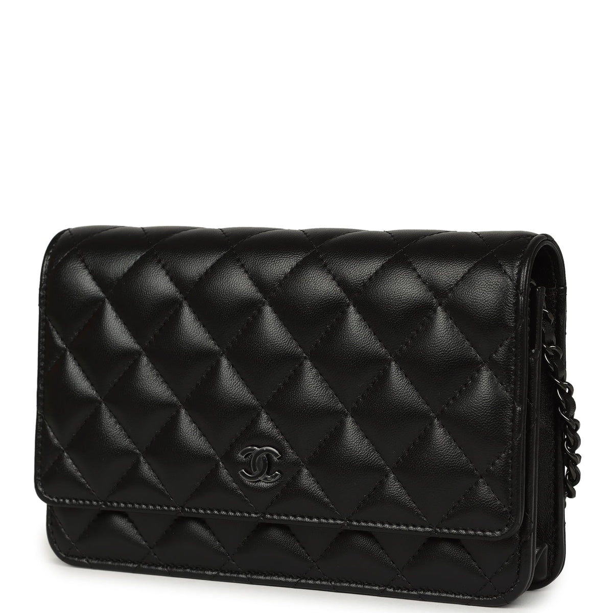 Chanel Classic Wallet On Chain WOC SO Black Lambskin Black Hardware