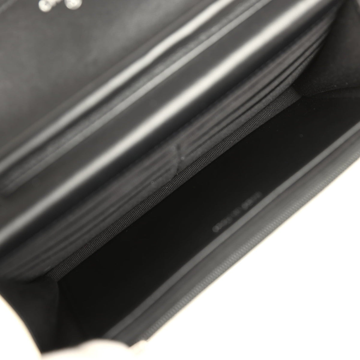 Chanel Wallet On Chain WOC Black Lamsbkin Silver Hardware