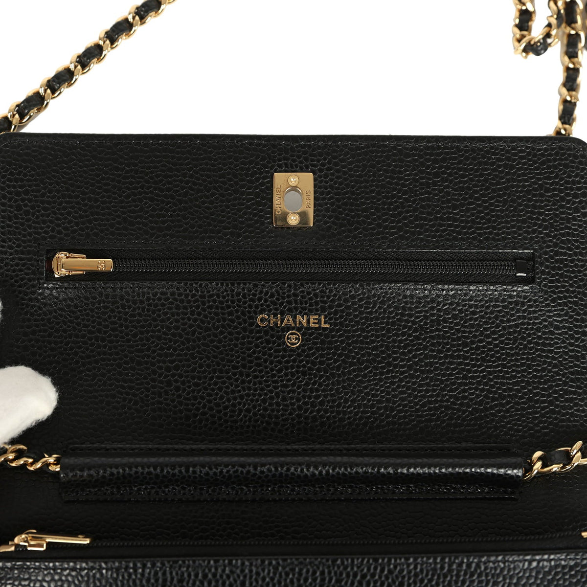 Chanel Wallet On Chain WOC Black Caviar Gold Hardware