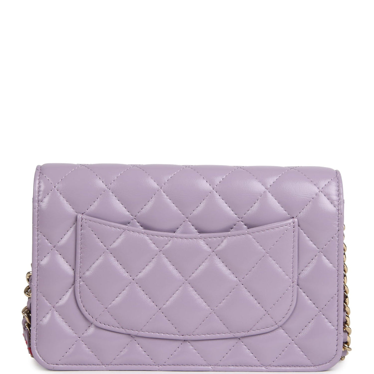 Chanel Wallet On Chain WOC Light Purple Shiny Lambskin Light Gold Hardware