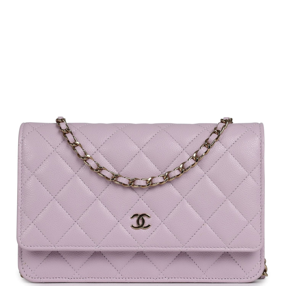 Chanel Classic Wallet On Chain WOC Light Purple Caviar Light Gold Hardware
