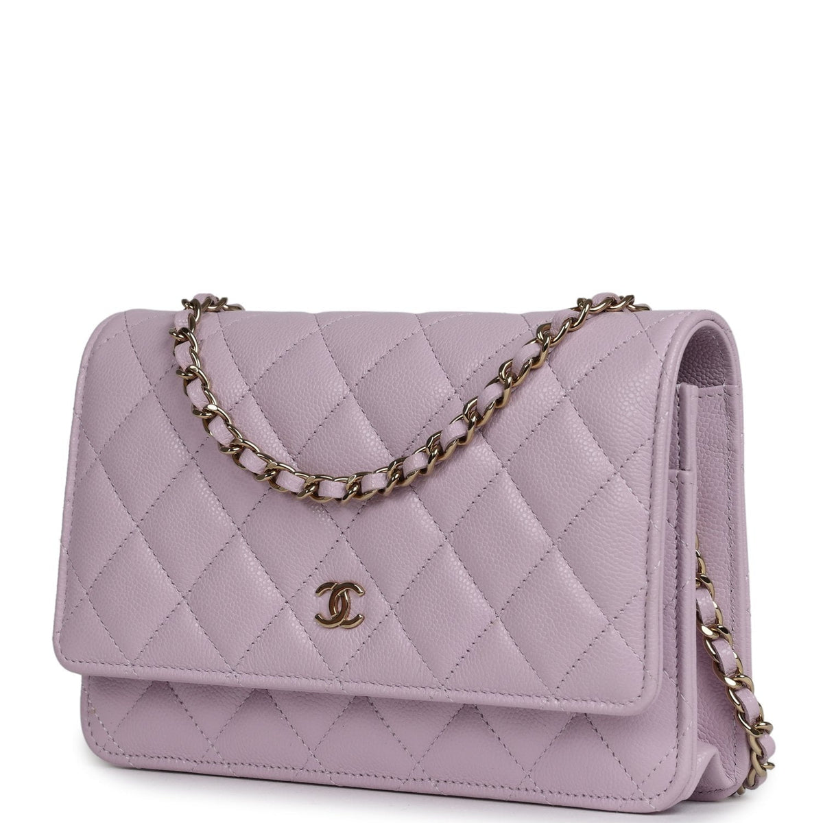 Chanel Classic Wallet On Chain WOC Light Purple Caviar Light Gold Hardware
