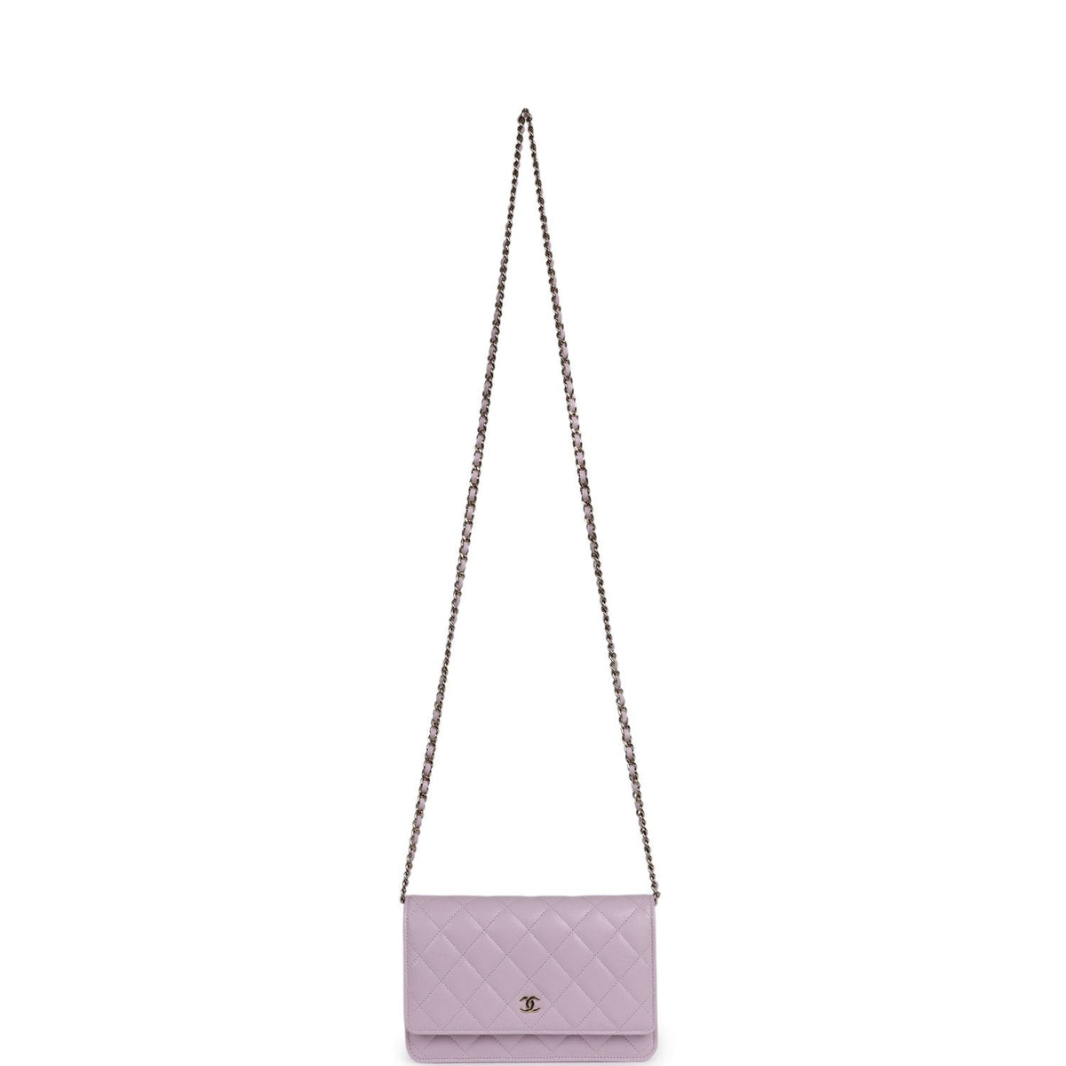 Chanel Classic Wallet On Chain WOC Light Purple Caviar Light Gold Hardware