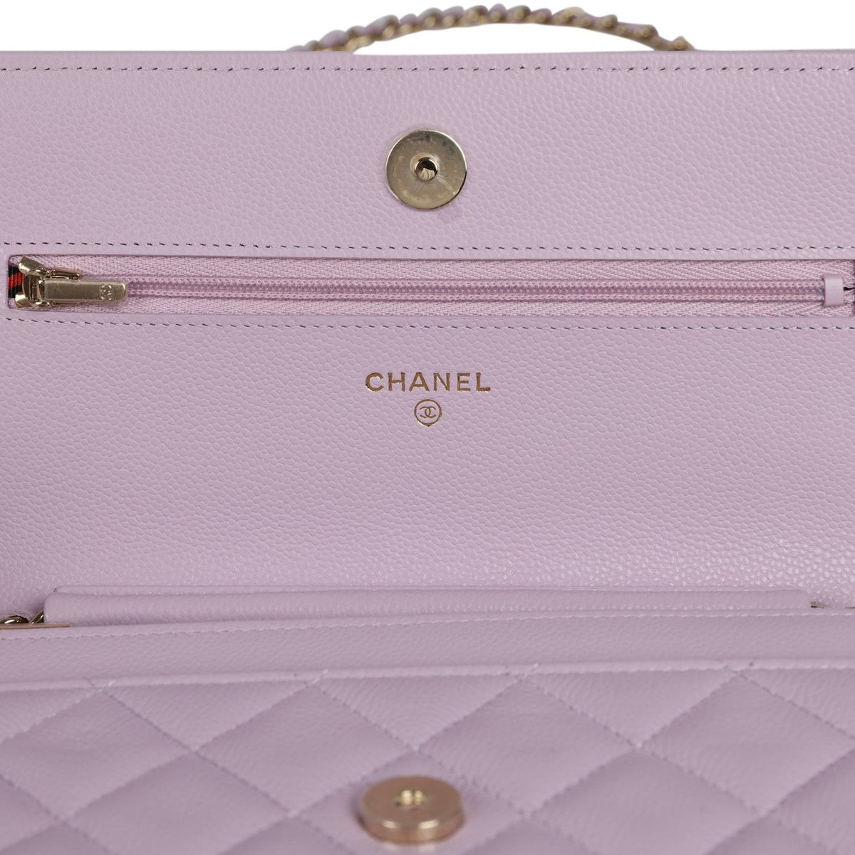 Chanel Classic Wallet On Chain WOC Light Purple Caviar Light Gold Hardware