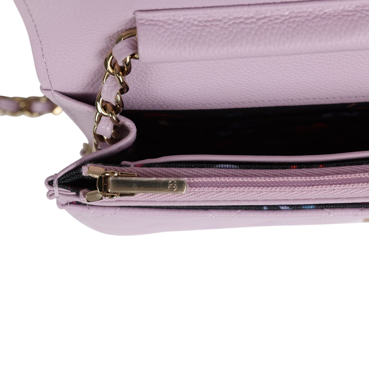 Chanel Classic Wallet On Chain WOC Light Purple Caviar Light Gold Hardware