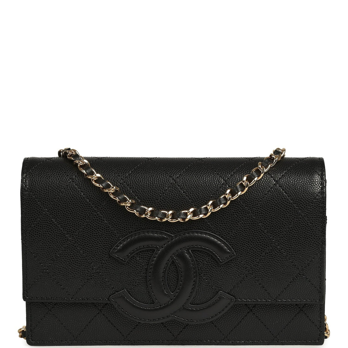 Chanel "Neo Filigree" Wallet on Chain WOC Black Grained Calfskin Gold Hardware