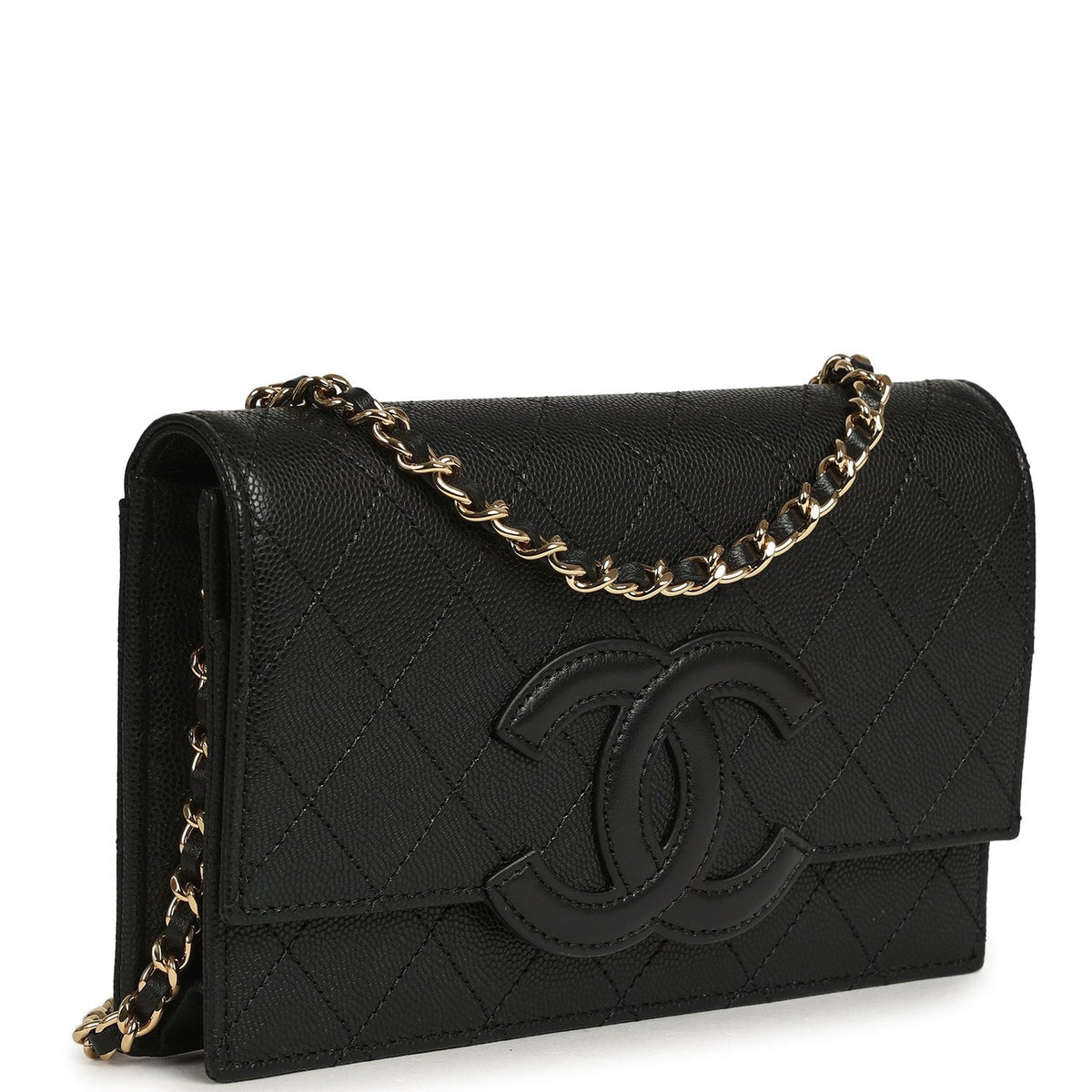 Chanel "Neo Filigree" Wallet on Chain WOC Black Grained Calfskin Gold Hardware