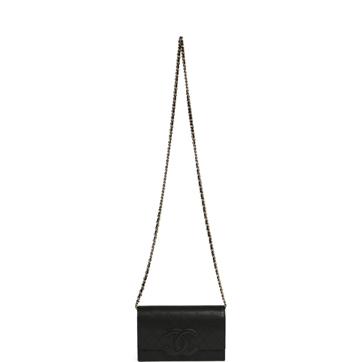 Chanel "Neo Filigree" Wallet on Chain WOC Black Grained Calfskin Gold Hardware