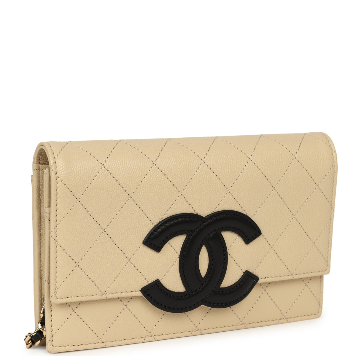 Chanel "Neo Filigree" Wallet on Chain WOC Beige, Black Grained Calfskin Gold Hardware