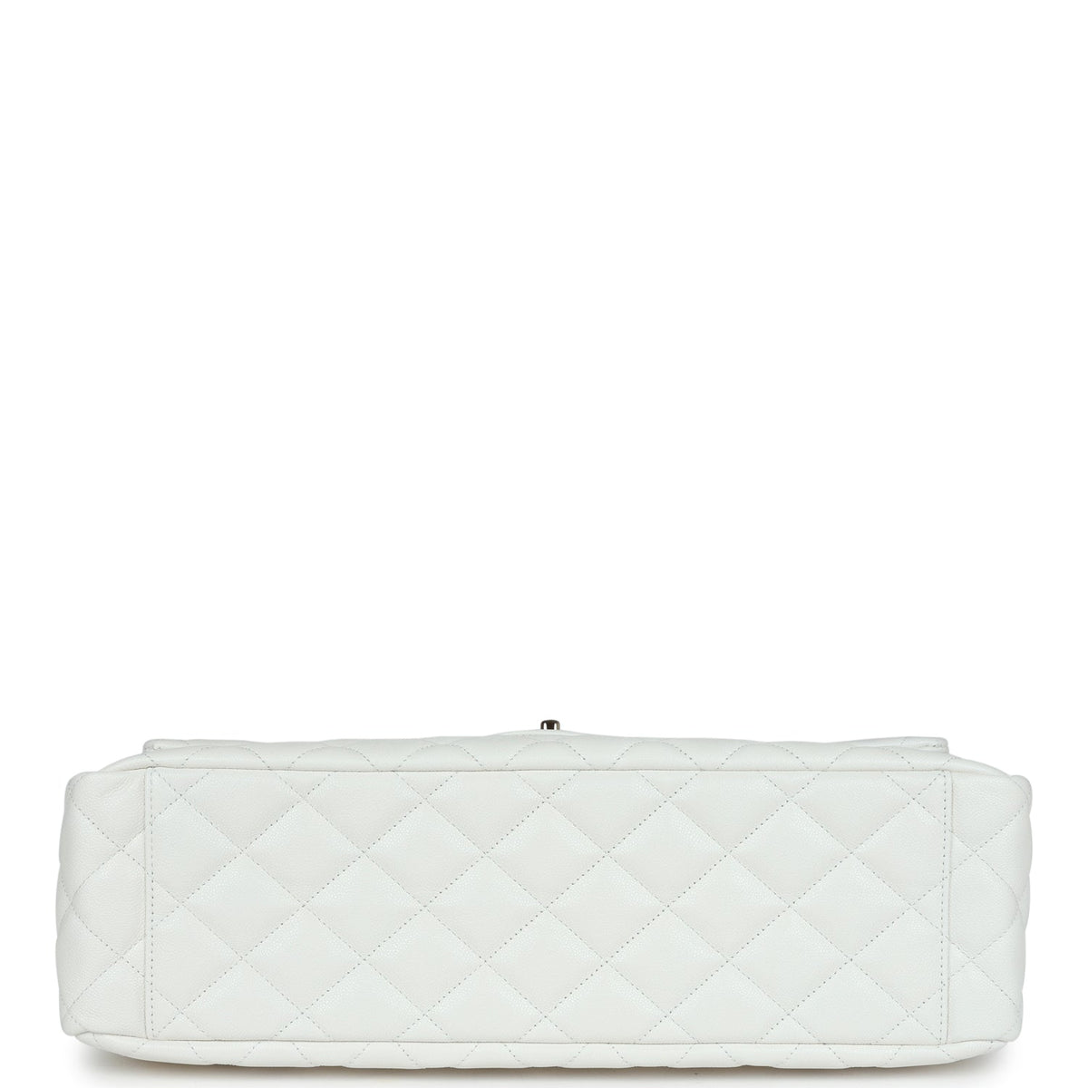 Chanel XXL Classic Single Flap Bag White Shiny Caviar Light Gold Hardware