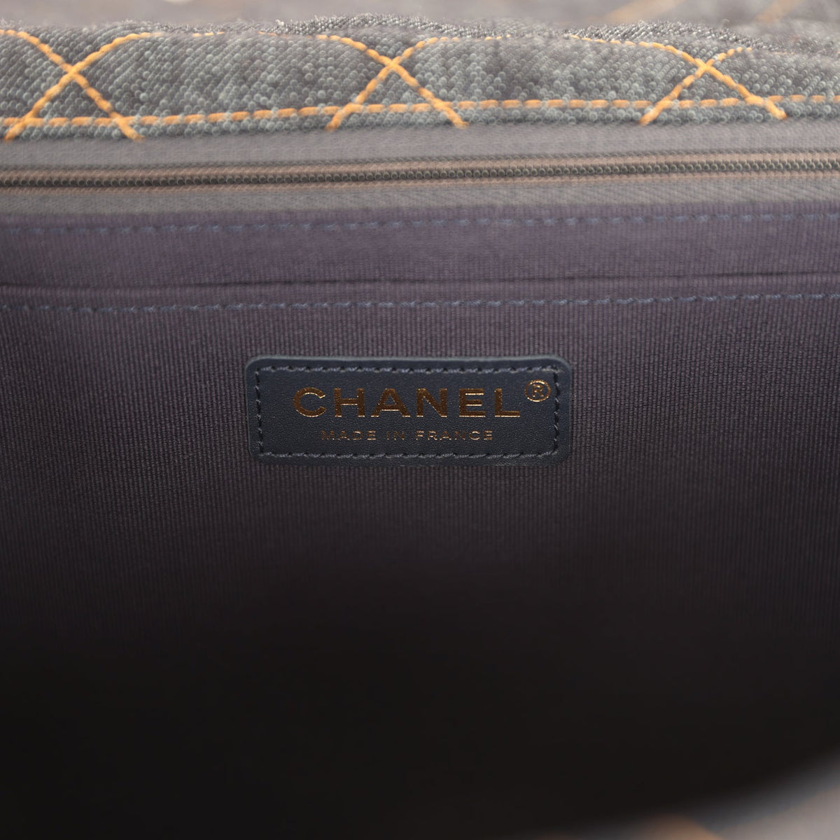 Chanel XXL Classic Single Travel Flap Bag Dark Blue Denim Brushed Gold Hardware