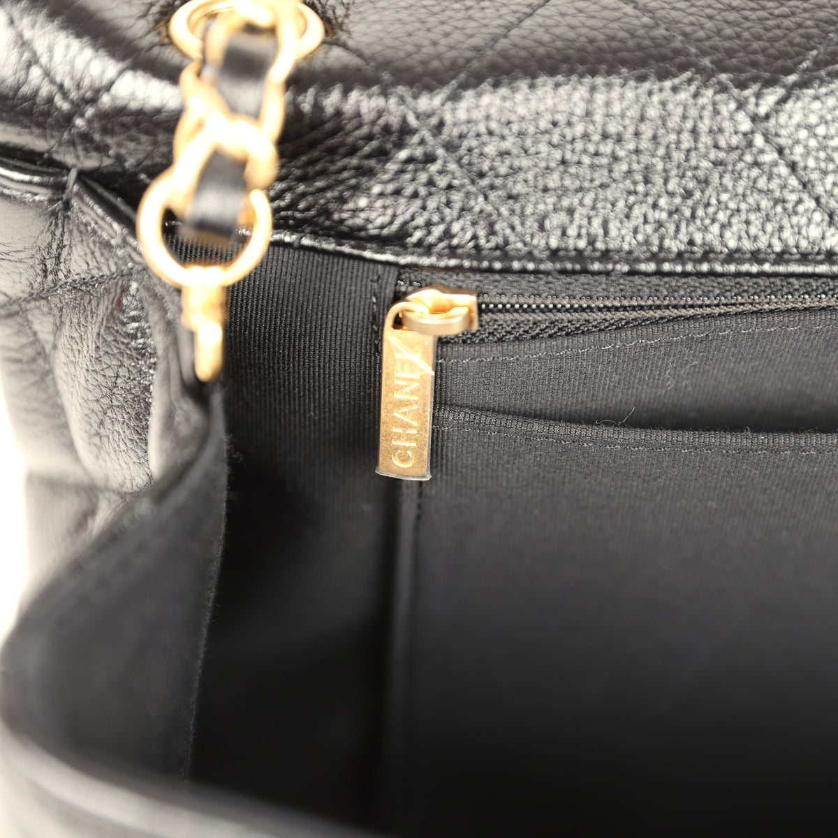 Chanel XXL Classic Single Travel Flap Bag Black Shiny Aged Calfskin Brushed Gold Hardware