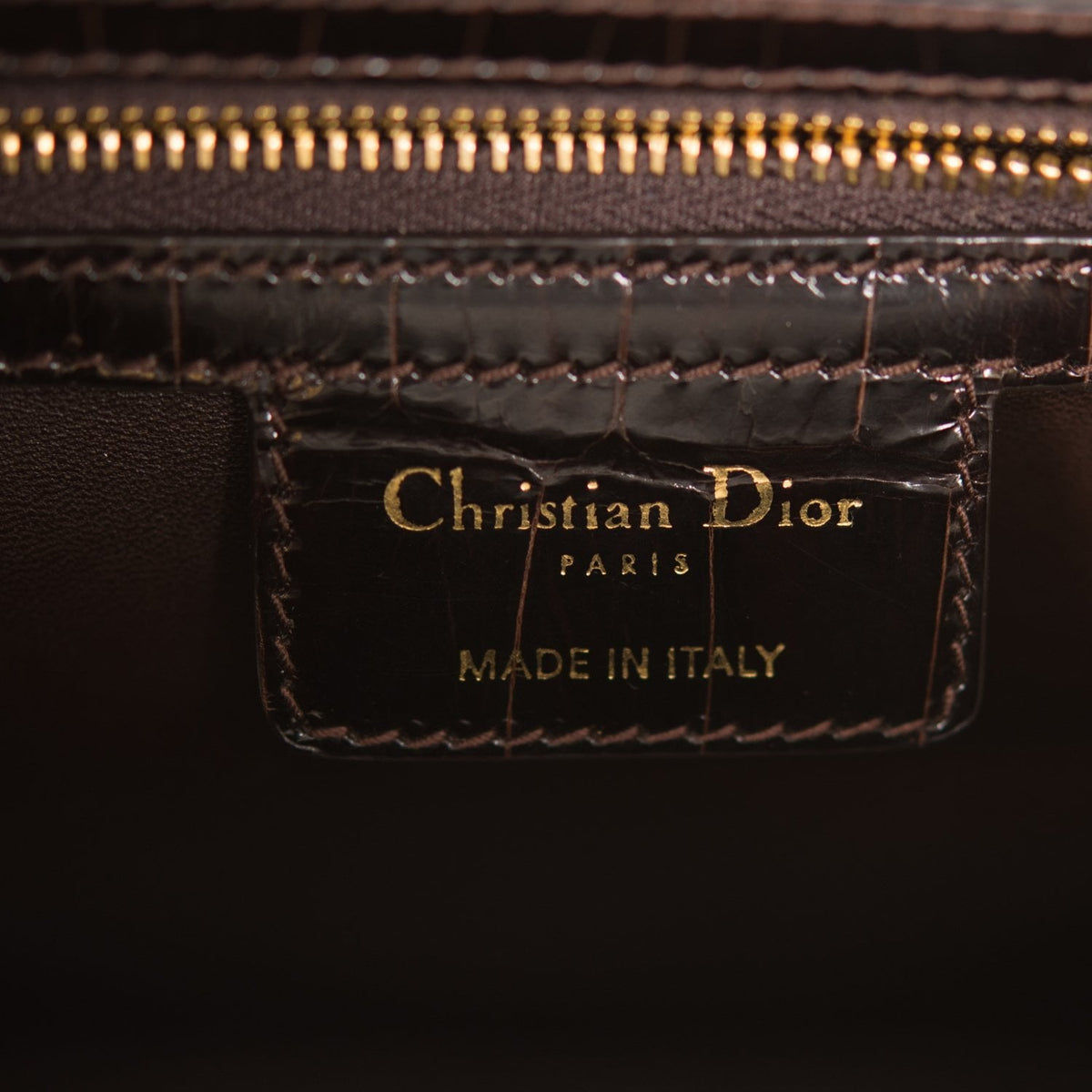 Pre-owned Christian Dior Dark Brown Large Lady Dior Alligator Tote Gold Hardware