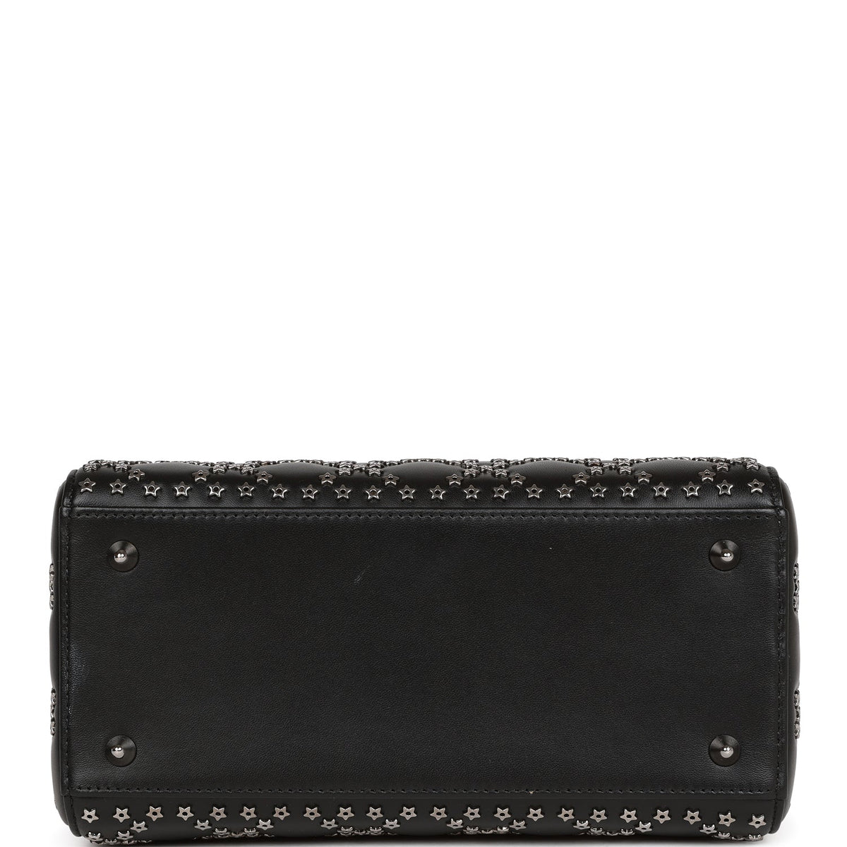 Christian Dior Lucky Star Medium Lady Dior Tote Black Lambskin Ruthenium Hardware