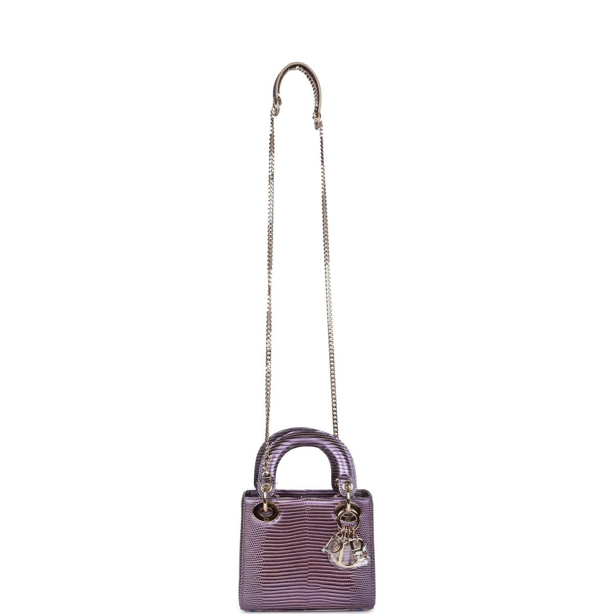 Christian Dior Mini Lady Dior Purple Iridescent Salvator Lizard Light Gold Hardware