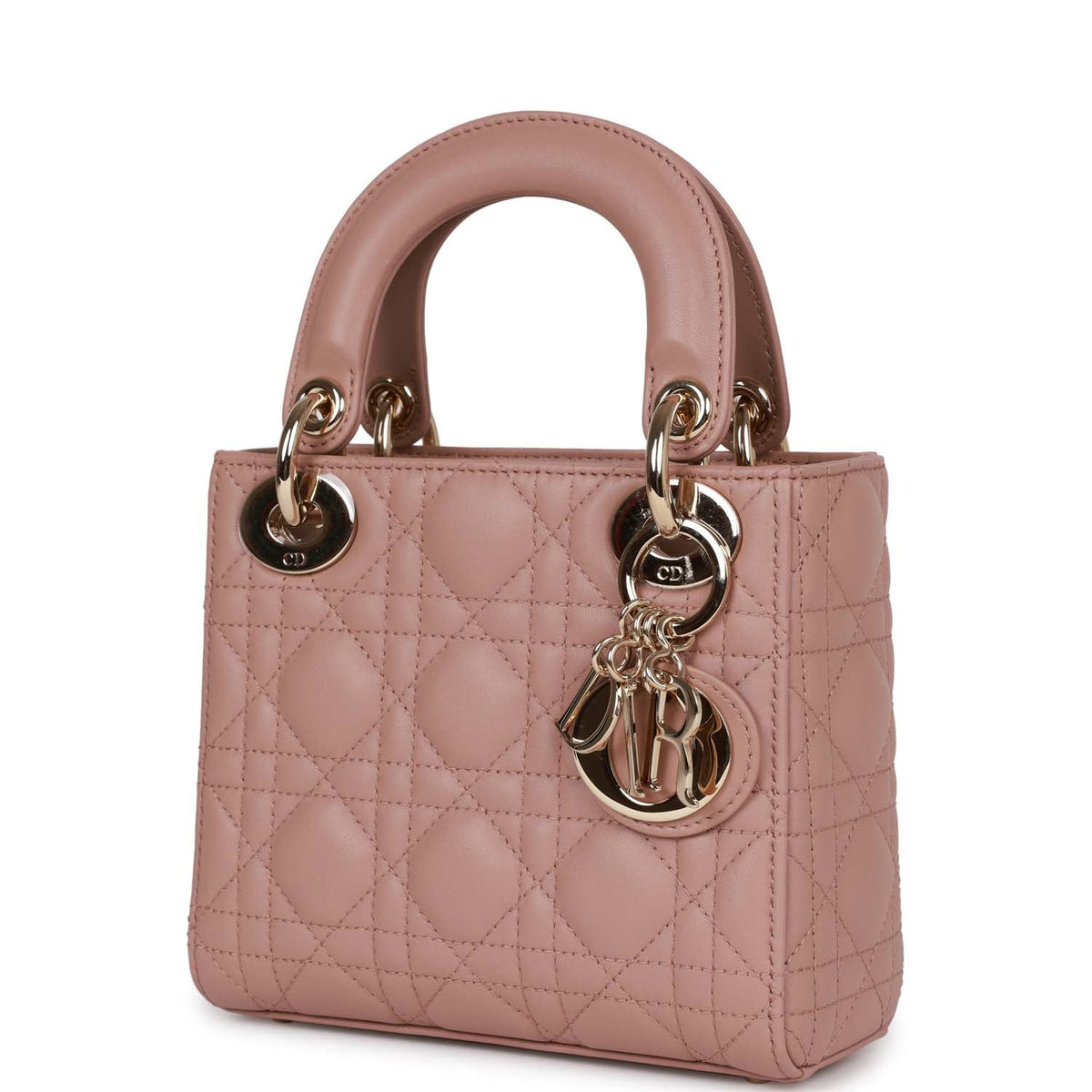 Christian Dior Mini Lady Bag Blush Cannage Lambskin Light Gold Hardware