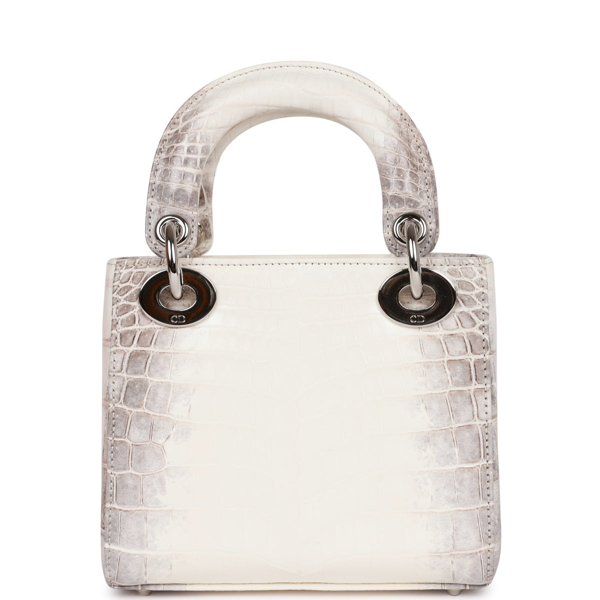 Christian Dior Small Lady Dior Tote White Himalaya Crocodile Silver Hardware