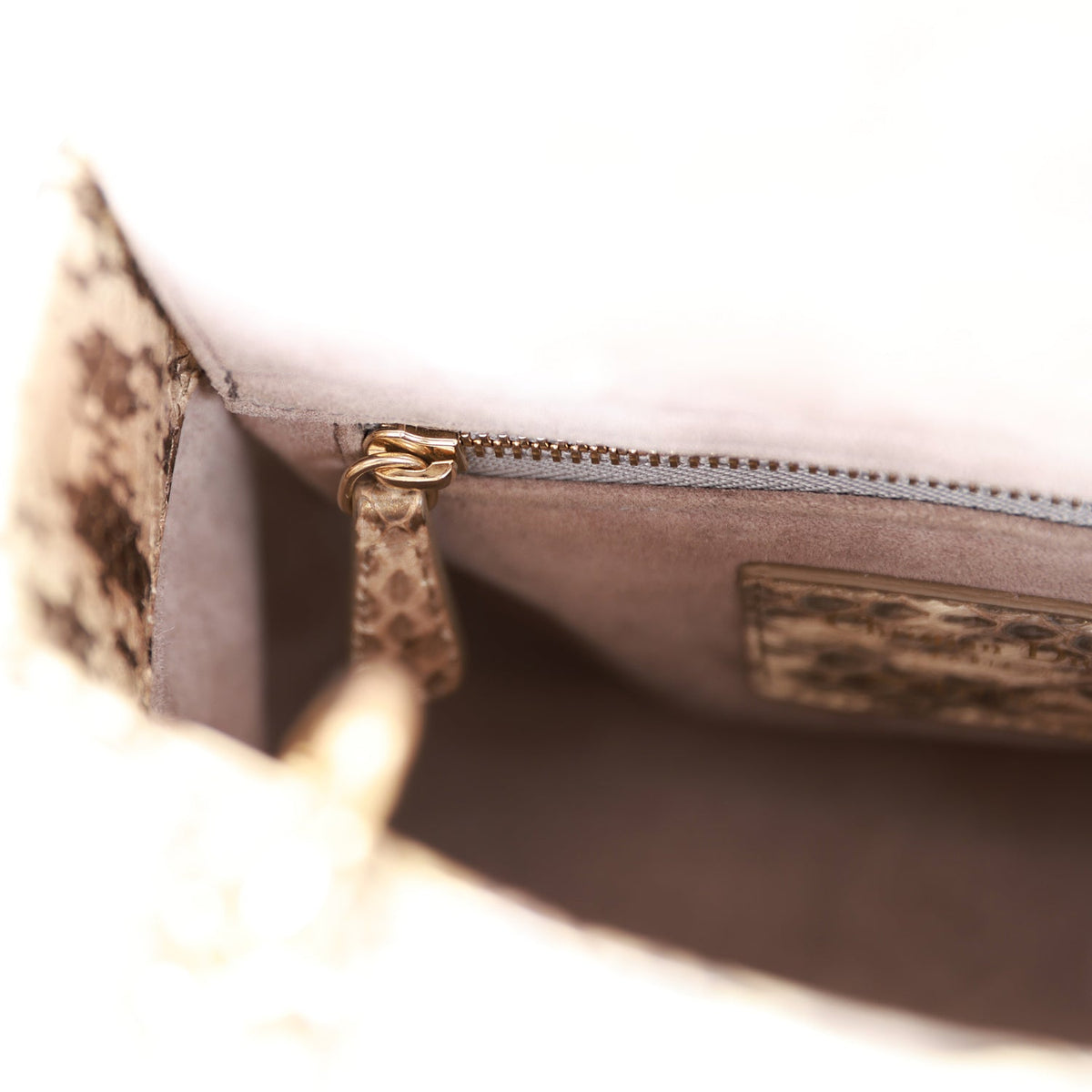 Pre-owned Christian Dior Mini Lady Dior Tote Python Gold Hardware