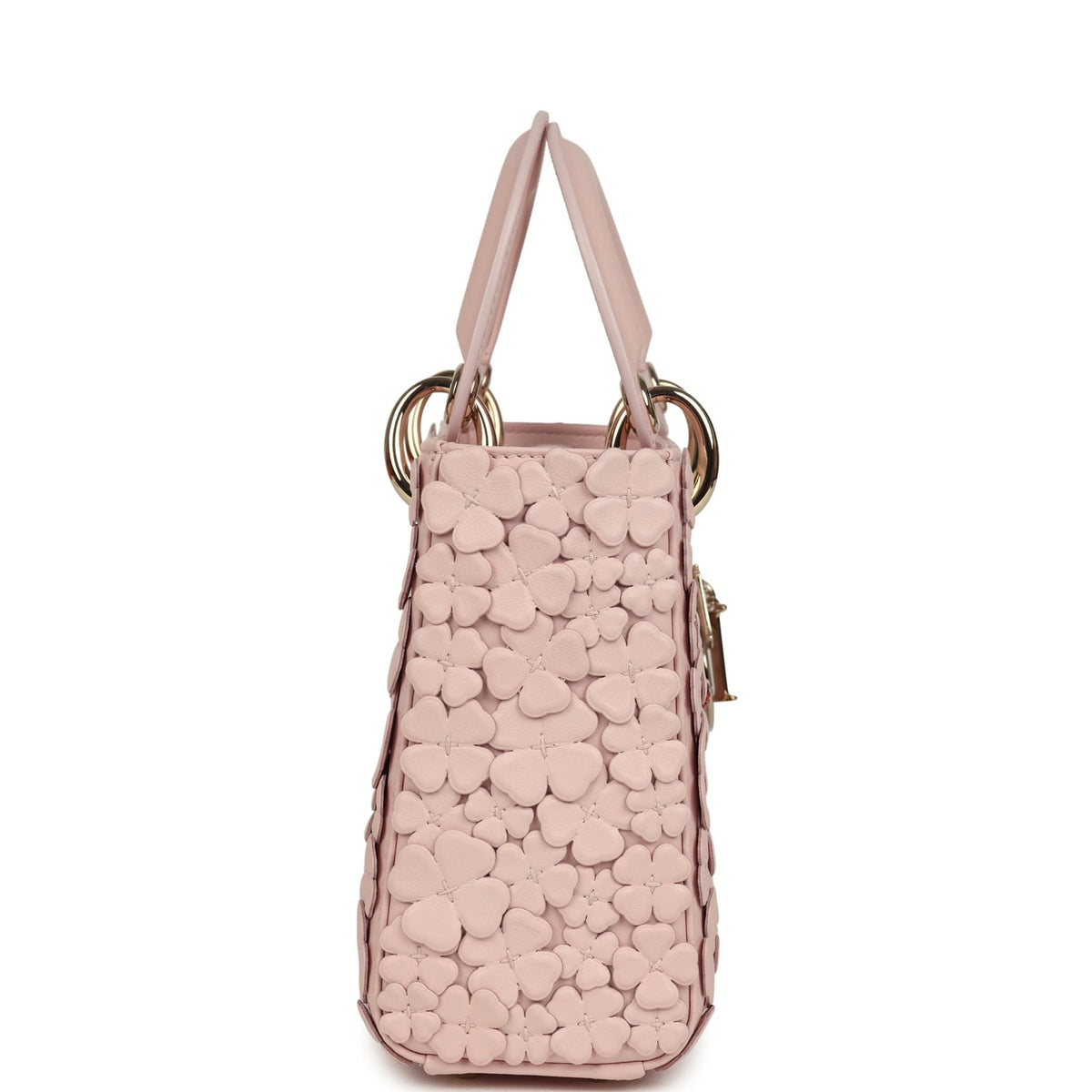 Christian Dior Mini Lady Dior Bag "Clover" Rose Soupir Lambskin Light Gold Hardware