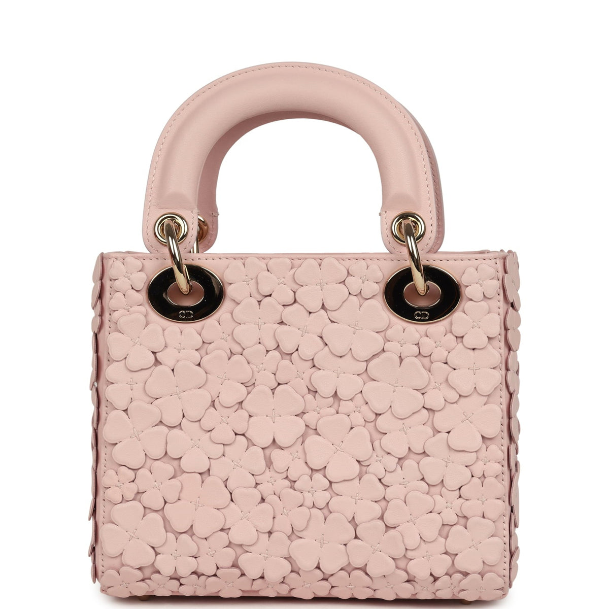 Christian Dior Mini Lady Dior Bag "Clover" Rose Soupir Lambskin Light Gold Hardware