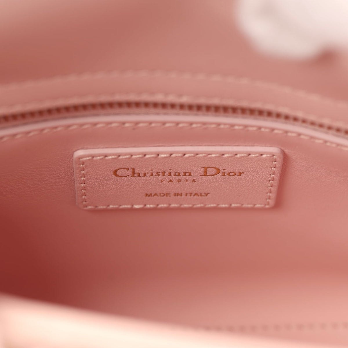 Christian Dior Mini Lady Dior Bag "Clover" Rose Soupir Lambskin Light Gold Hardware