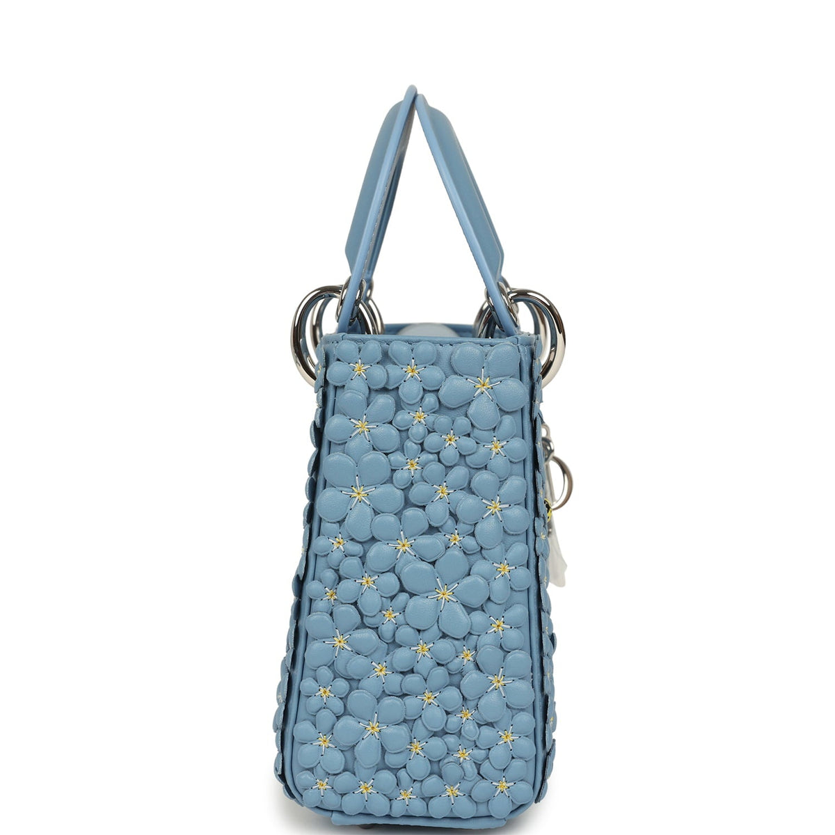 Christian Dior Mini Lady Dior Bag "Myosotis" Bleu Myosotis Lambskin Silver Hardware
