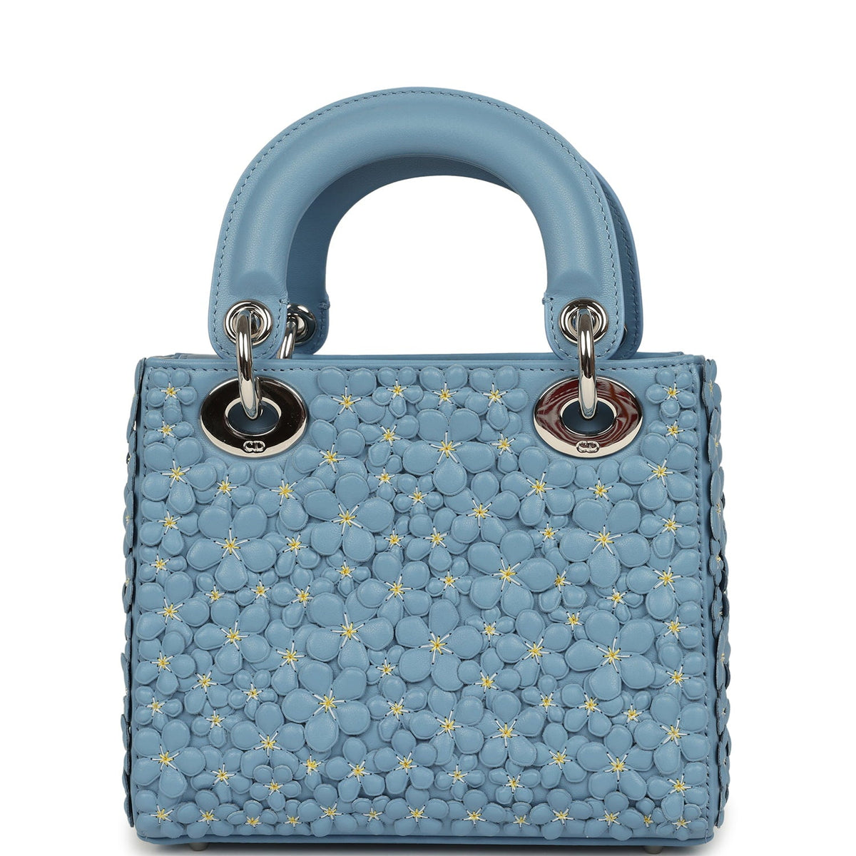 Christian Dior Mini Lady Dior Bag "Myosotis" Bleu Myosotis Lambskin Silver Hardware