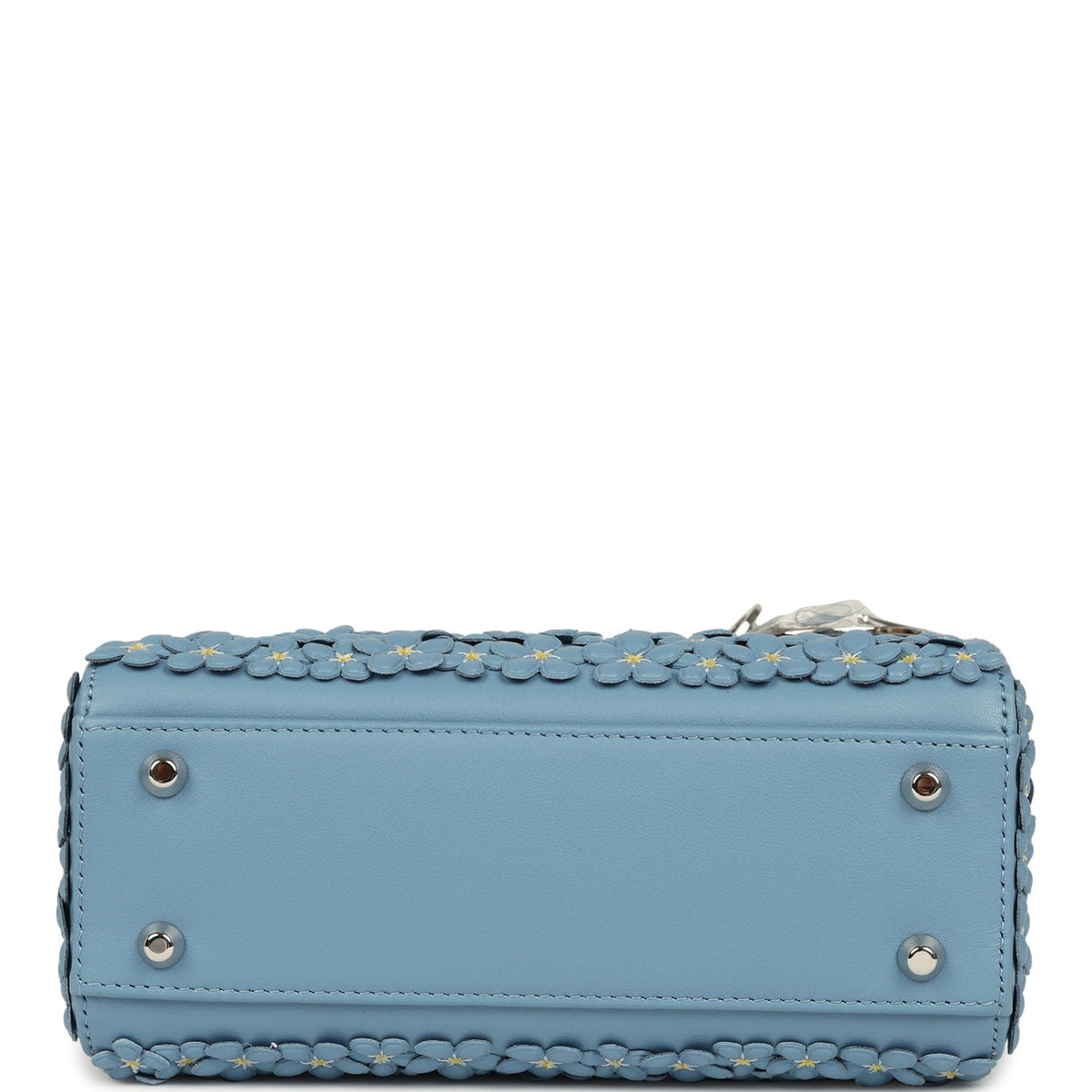 Christian Dior Mini Lady Dior Bag "Myosotis" Bleu Myosotis Lambskin Silver Hardware