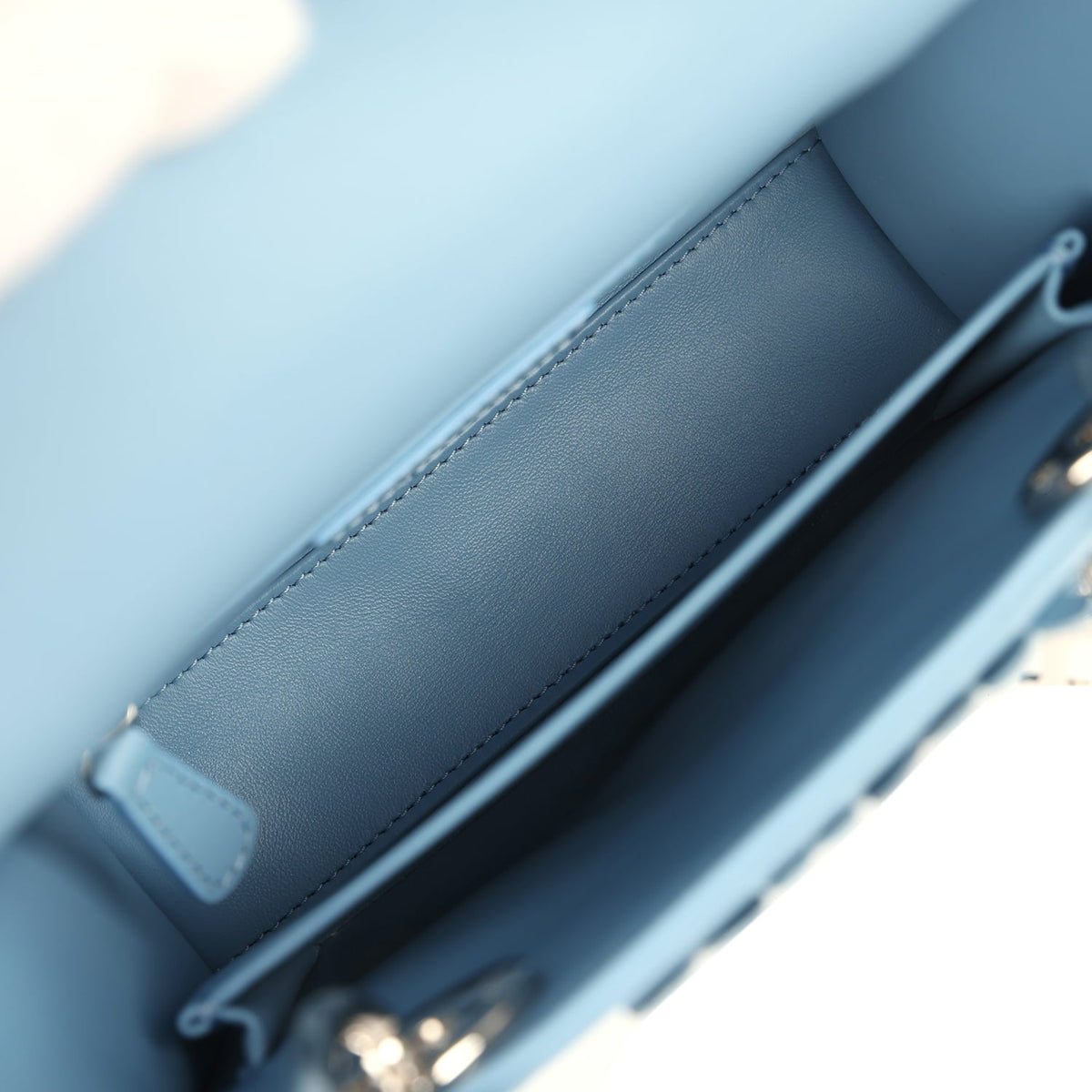Christian Dior Mini Lady Dior Bag "Myosotis" Bleu Myosotis Lambskin Silver Hardware