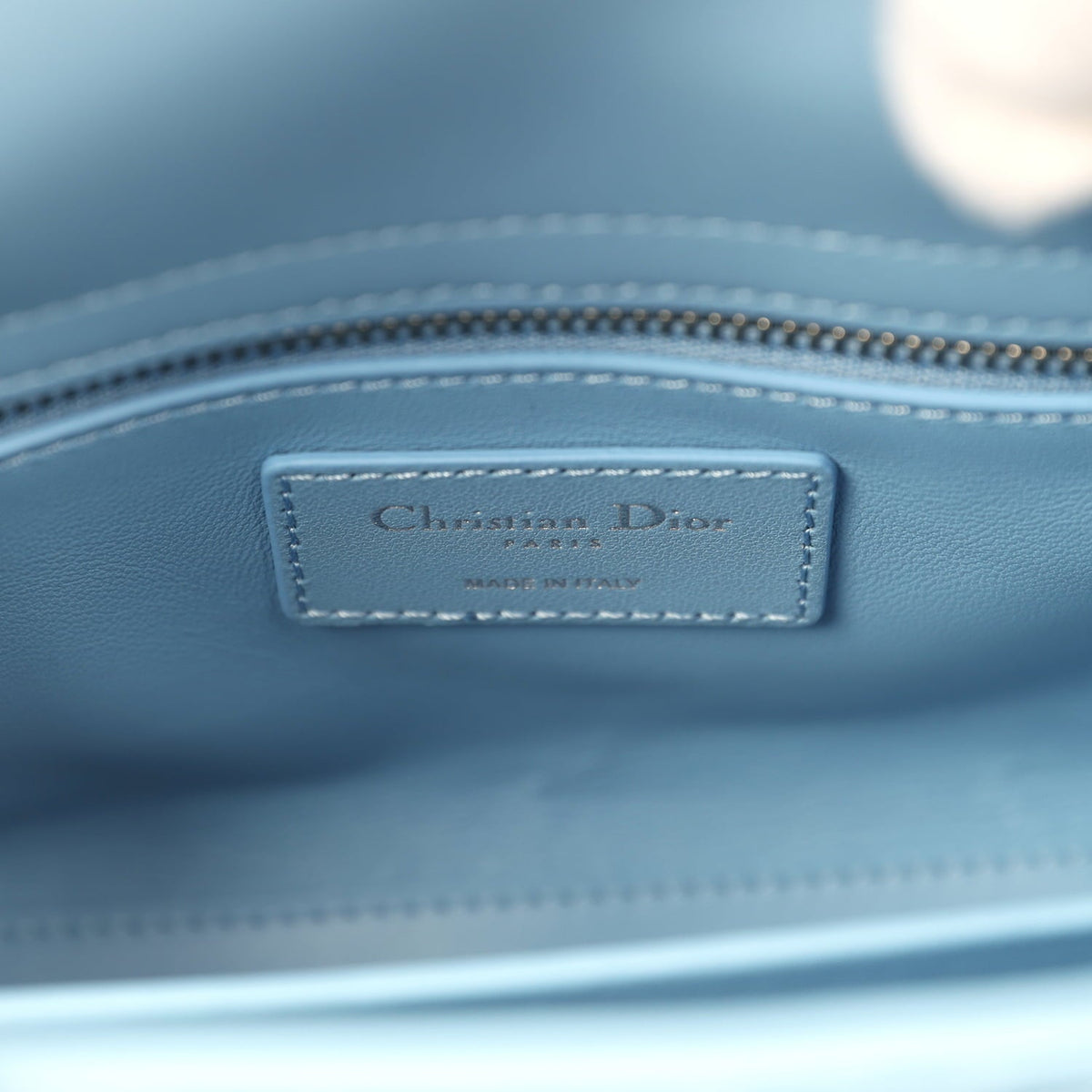 Christian Dior Mini Lady Dior Bag "Myosotis" Bleu Myosotis Lambskin Silver Hardware