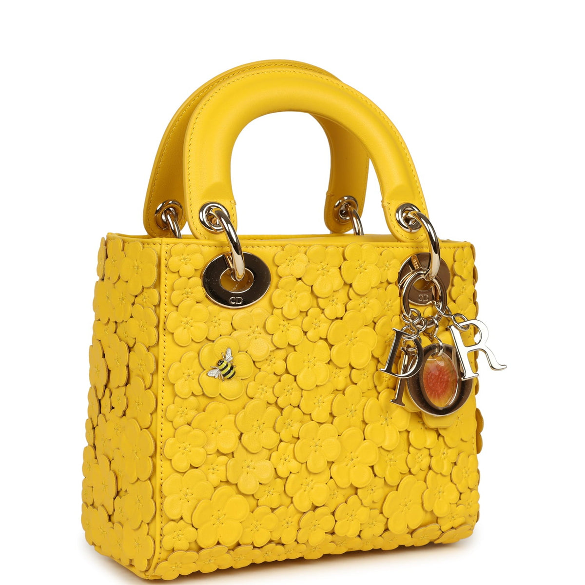 Christian Dior Mini Lady Dior Bag "Buttercup" Buttercup Yellow Lambskin Light Gold Hardware
