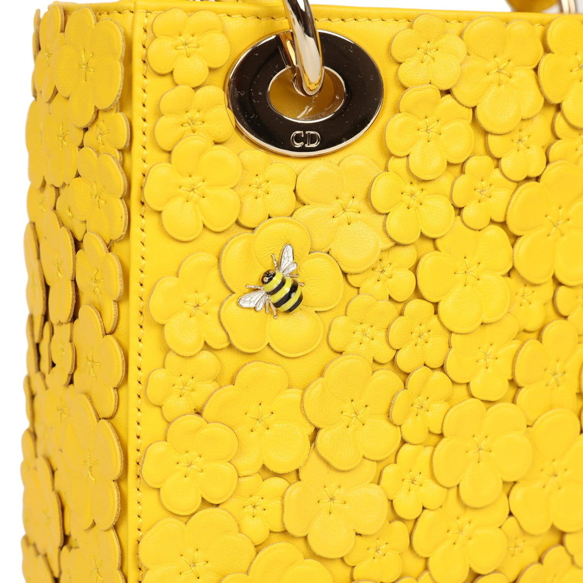 Christian Dior Mini Lady Dior Bag "Buttercup" Buttercup Yellow Lambskin Light Gold Hardware
