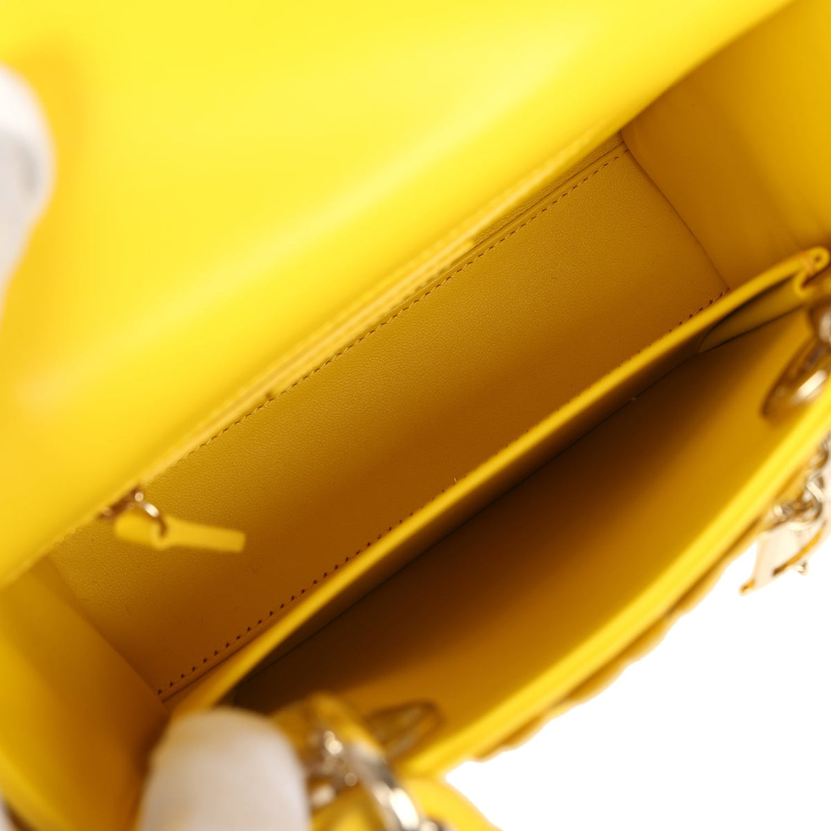 Christian Dior Mini Lady Dior Bag "Buttercup" Buttercup Yellow Lambskin Light Gold Hardware