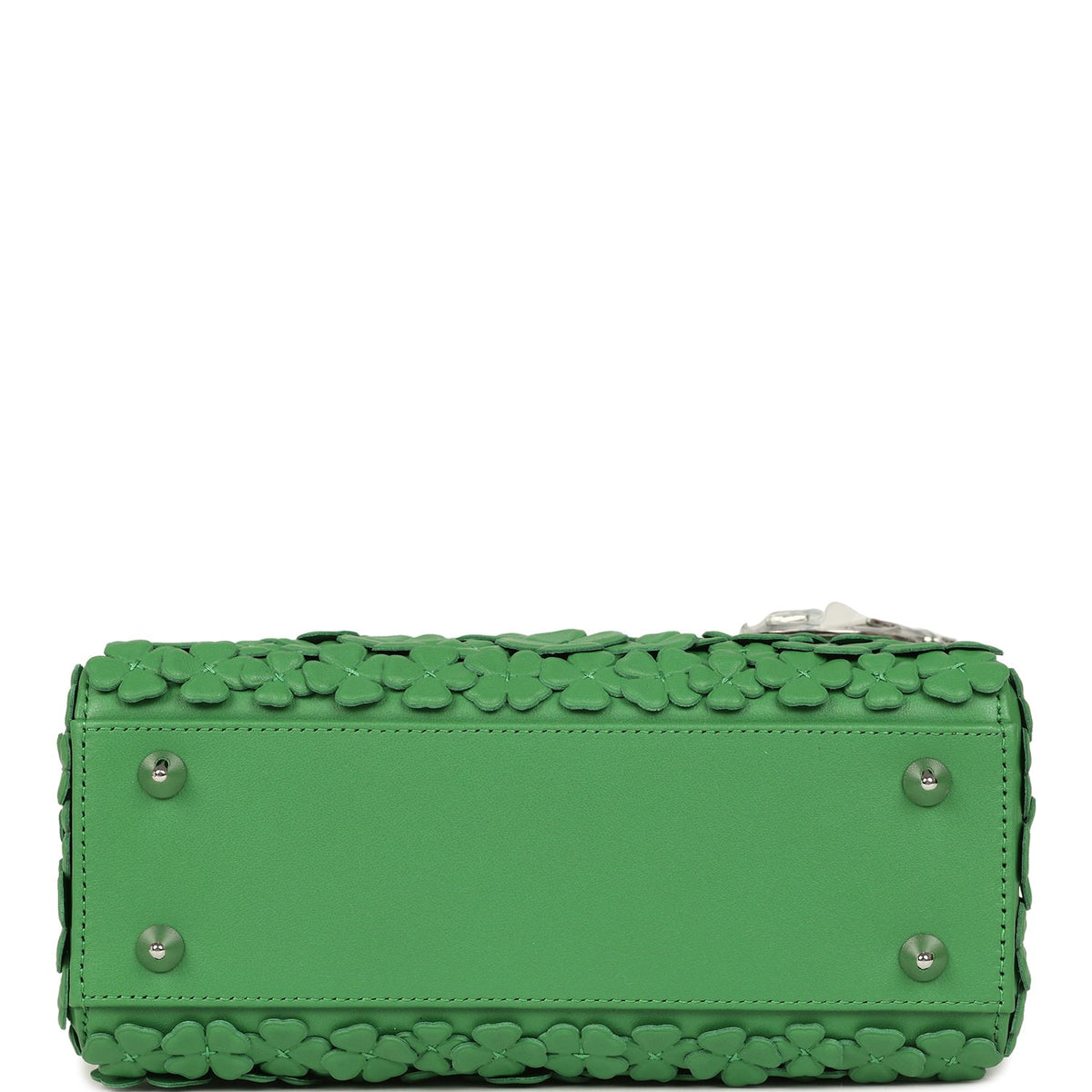 Christian Dior Small Lady Dior Bag "Clover" Shamrock Lucky Green Lambskin Silver Hardware