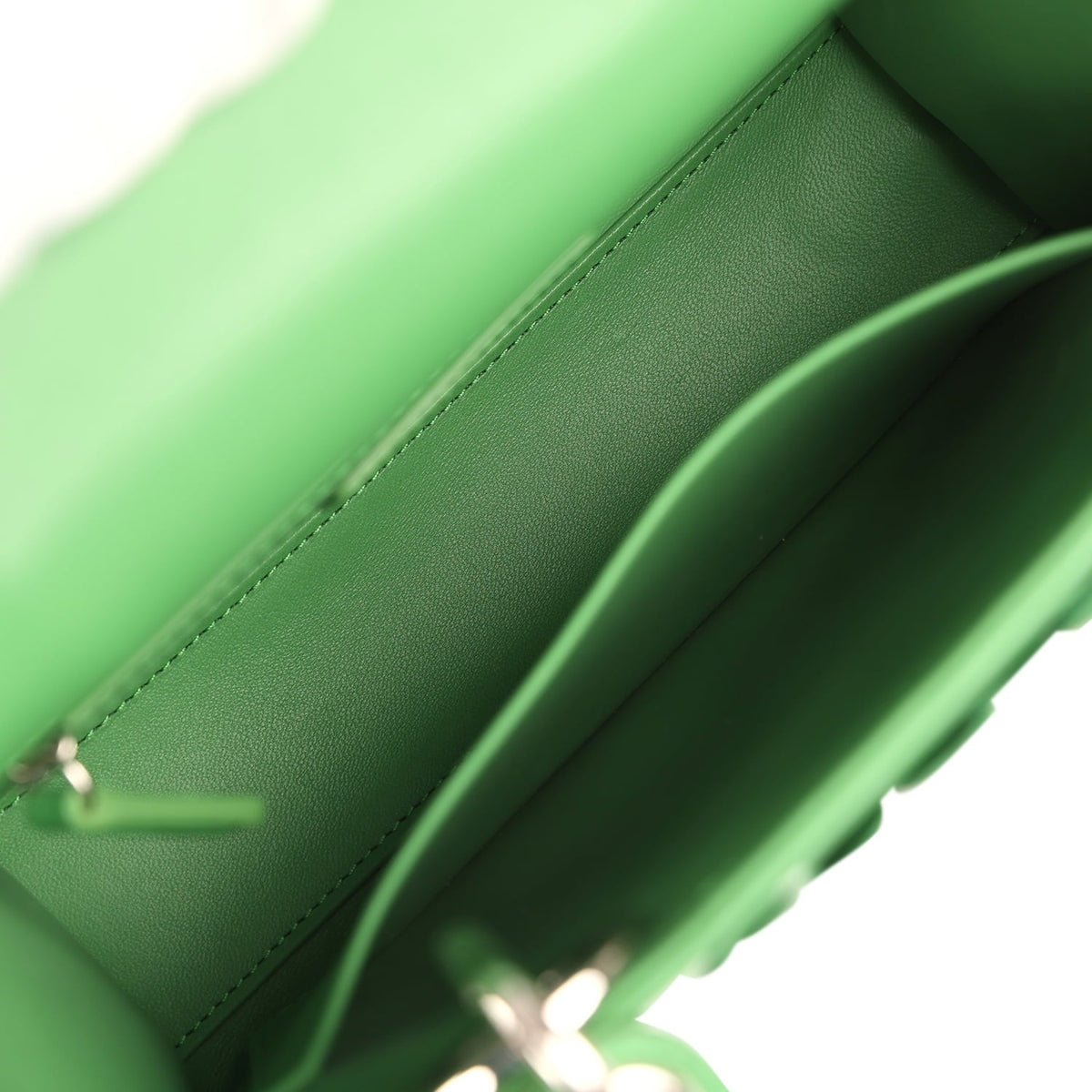 Christian Dior Small Lady Dior Bag "Clover" Shamrock Lucky Green Lambskin Silver Hardware