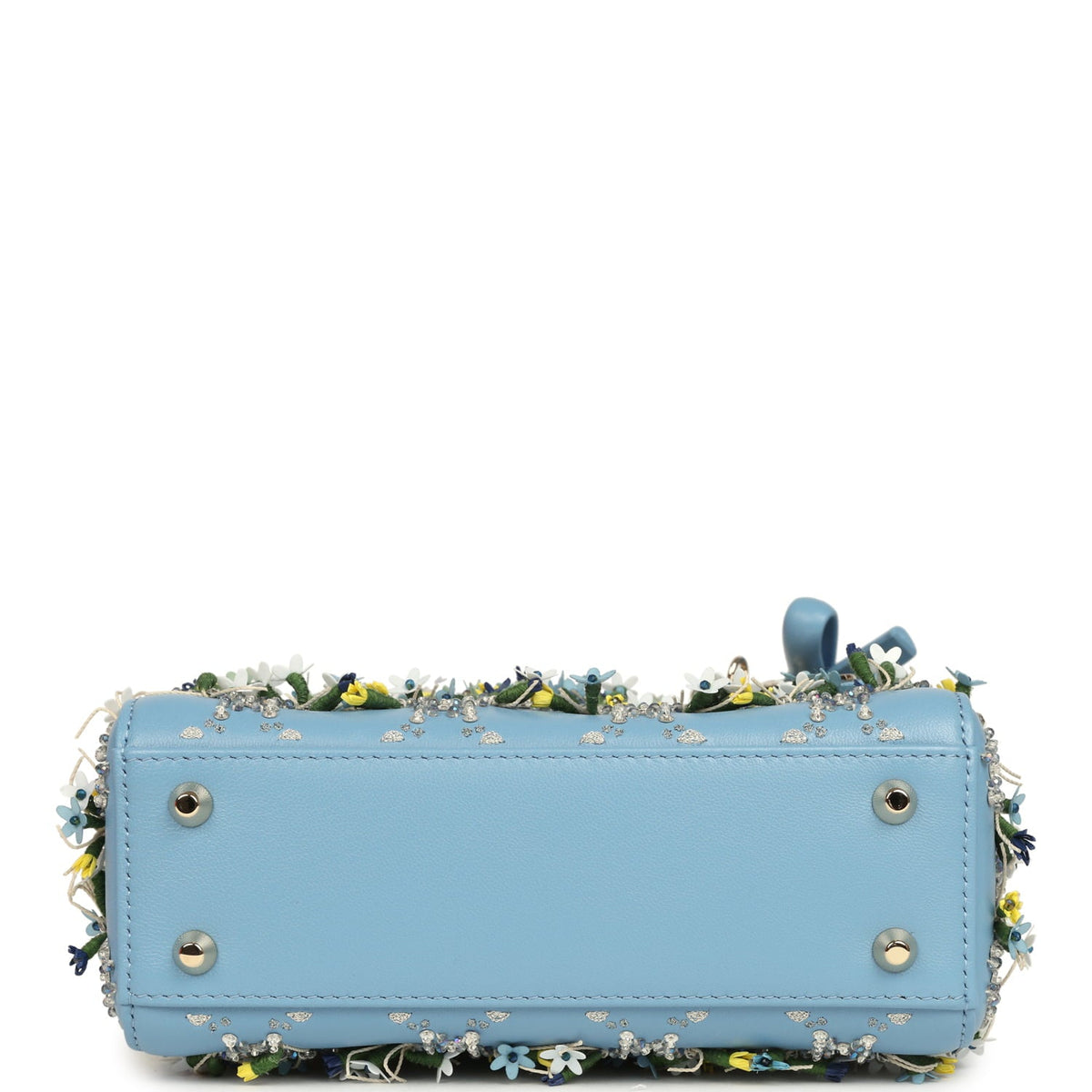 Christian Dior Mini Lady Dior Bag "3D Garden" Blue Multi Embellished Lambskin Light Gold Hardware
