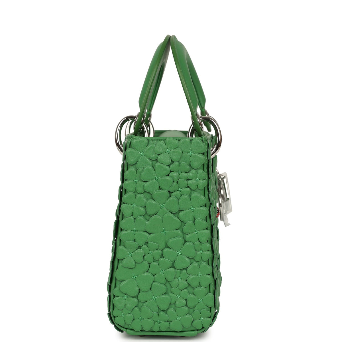 Christian Dior Mini Lady Dior Bag "Clover" Shamrock Lucky Green Lambskin Silver Hardware
