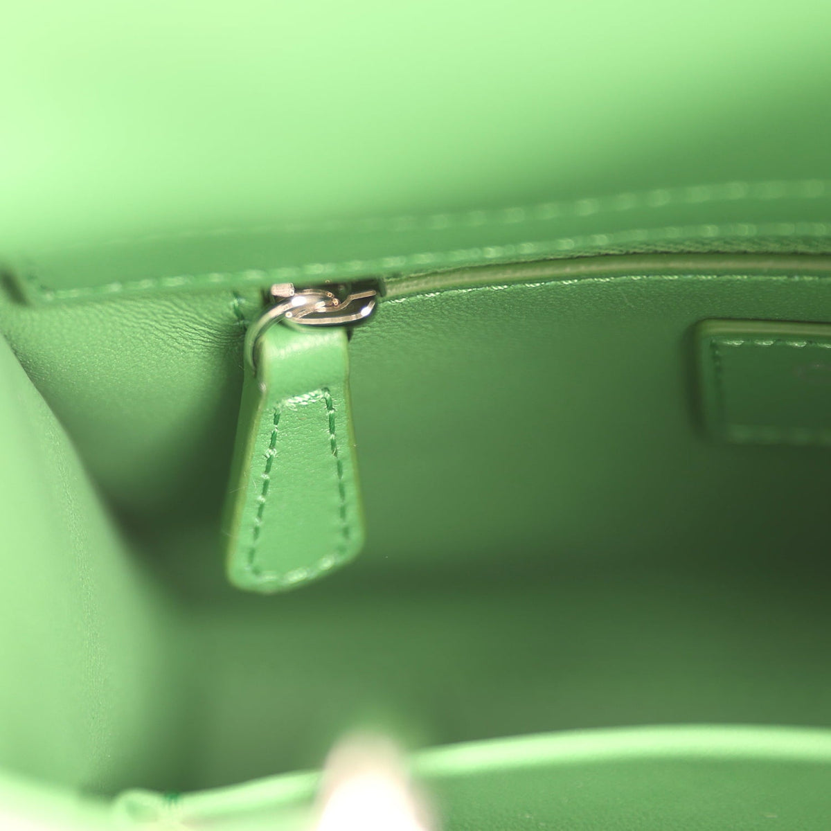 Christian Dior Mini Lady Dior Bag "Clover" Shamrock Lucky Green Lambskin Silver Hardware