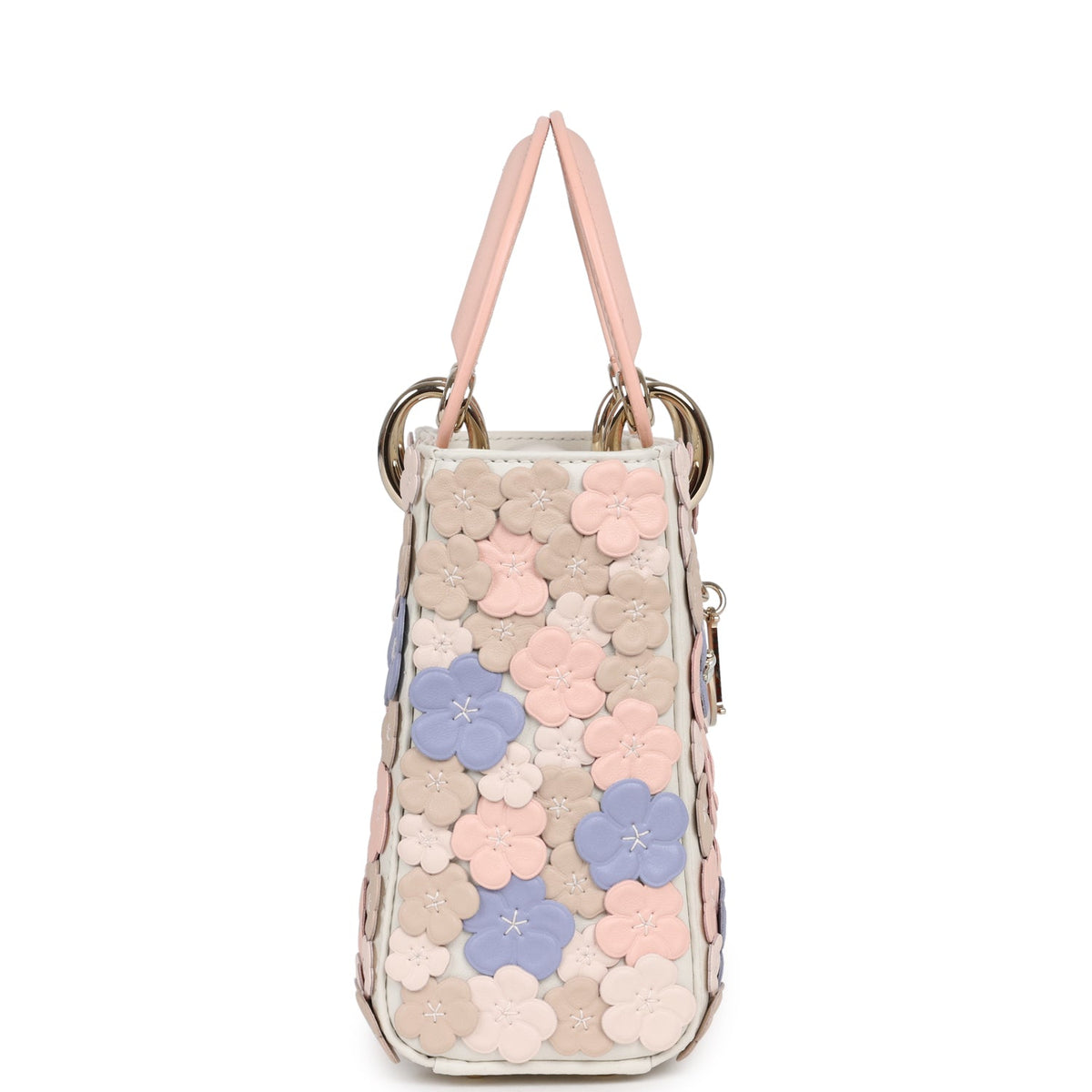 Christian Dior Mini Lady Dior Bag "Buttercup" Rose Soupir, Off-White, Light Purple, Light Brown Lambskin Light Gold Hardware