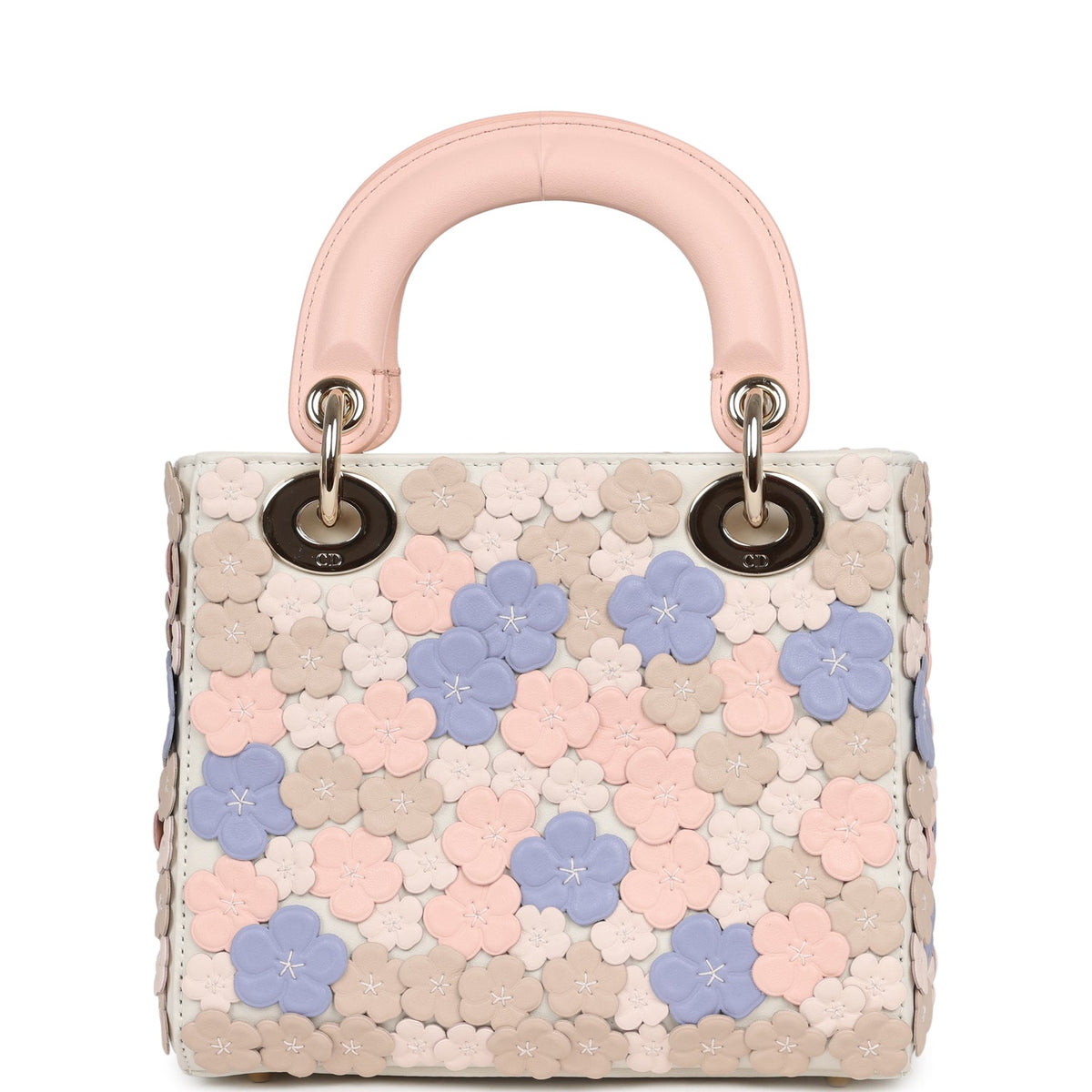 Christian Dior Mini Lady Dior Bag "Buttercup" Rose Soupir, Off-White, Light Purple, Light Brown Lambskin Light Gold Hardware