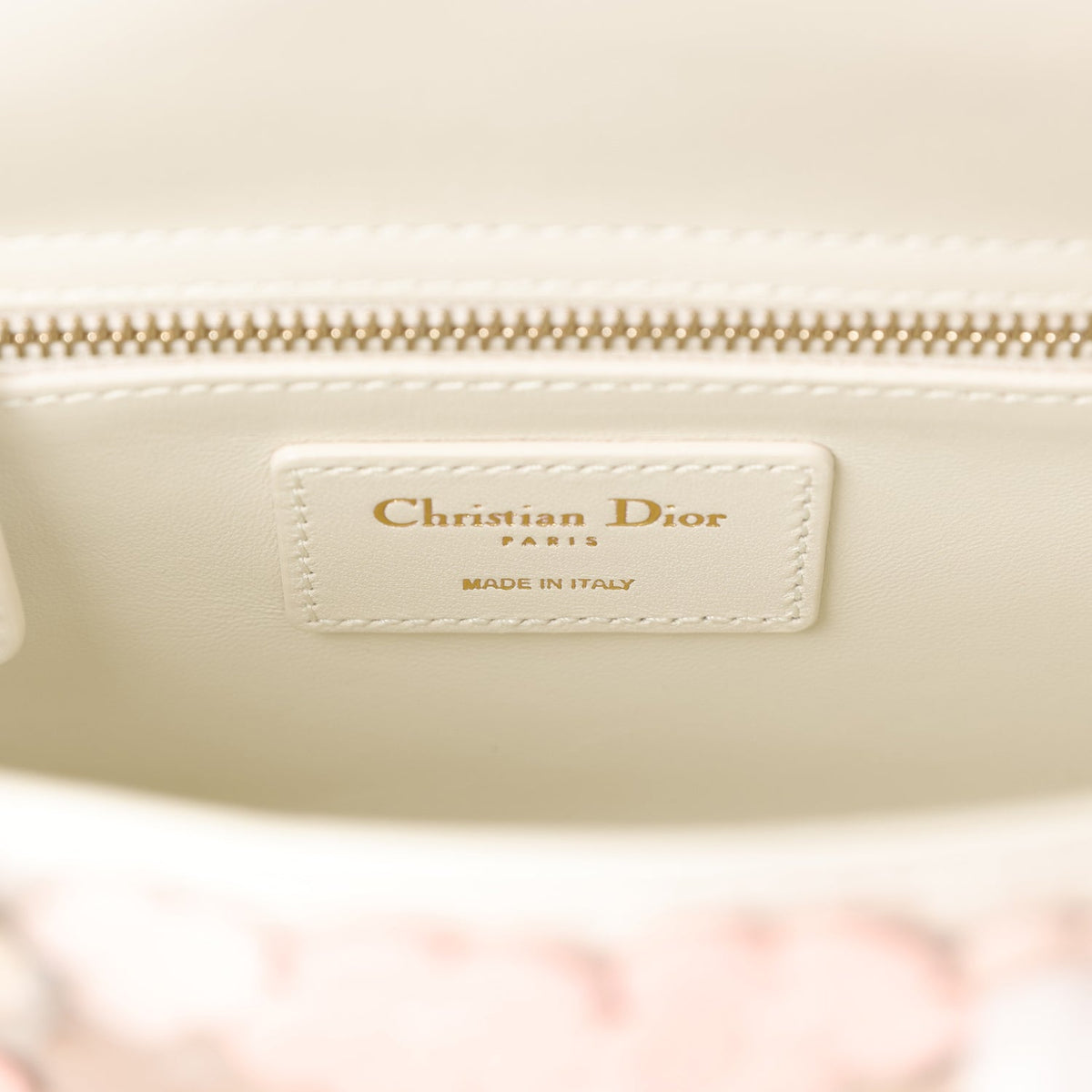 Christian Dior Mini Lady Dior Bag "Buttercup" Rose Soupir, Off-White, Light Purple, Light Brown Lambskin Light Gold Hardware