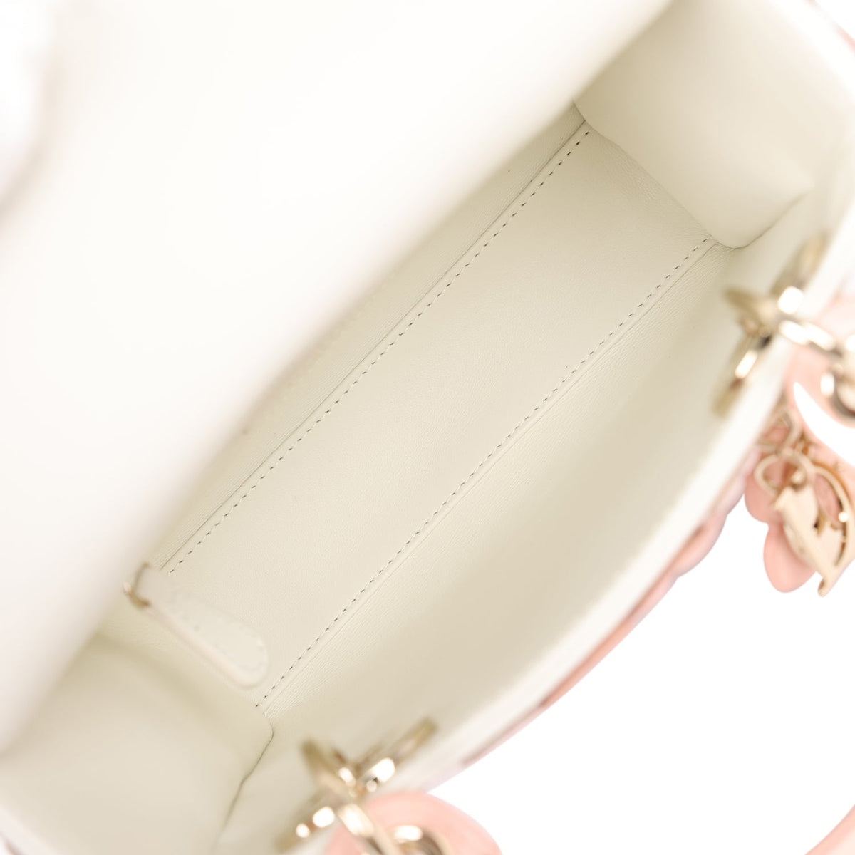 Christian Dior Mini Lady Dior Bag "Buttercup" Rose Soupir, Off-White, Light Purple, Light Brown Lambskin Light Gold Hardware